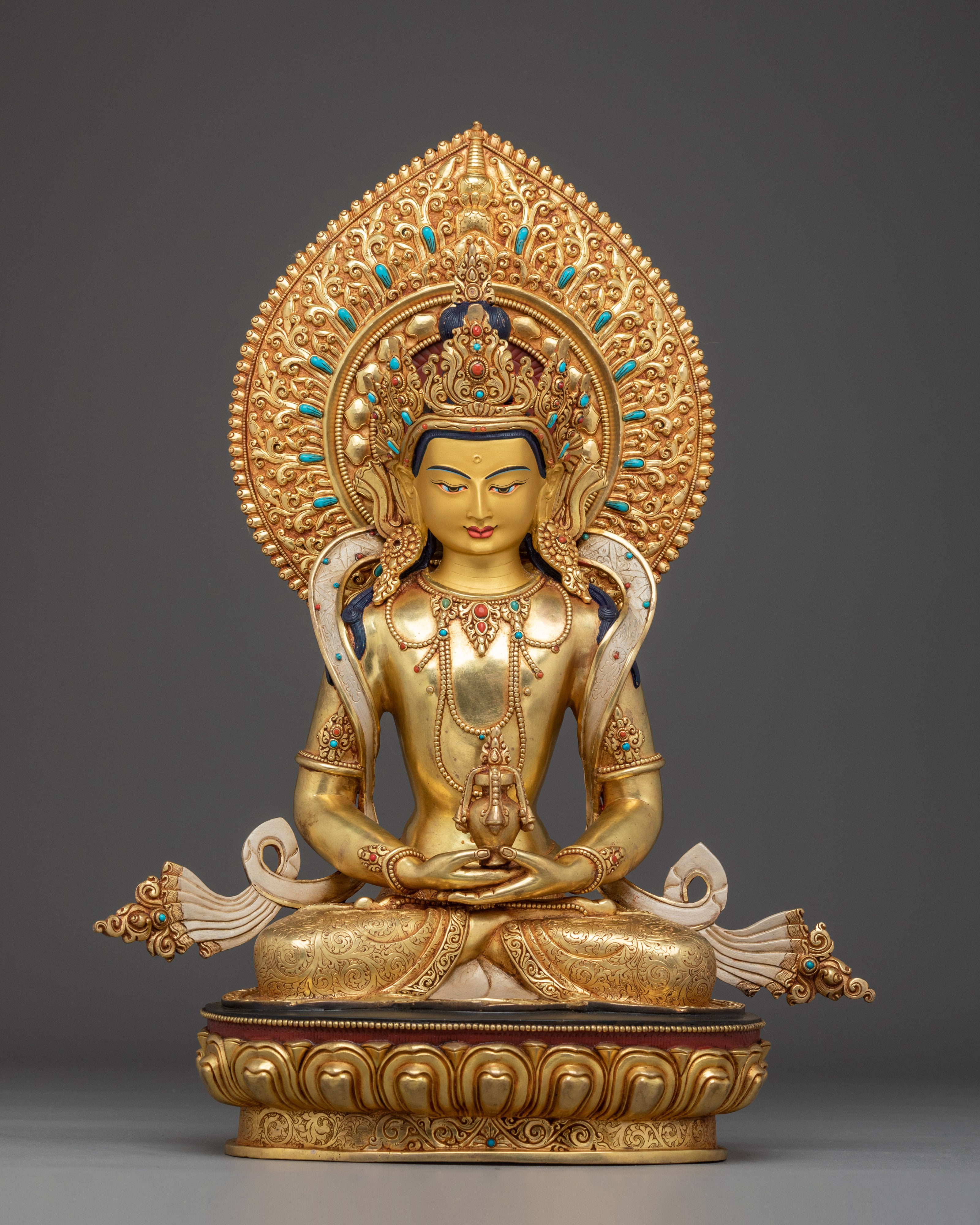 24K Gold Gilded Bodhisattva Set | Copper, and Gemstones