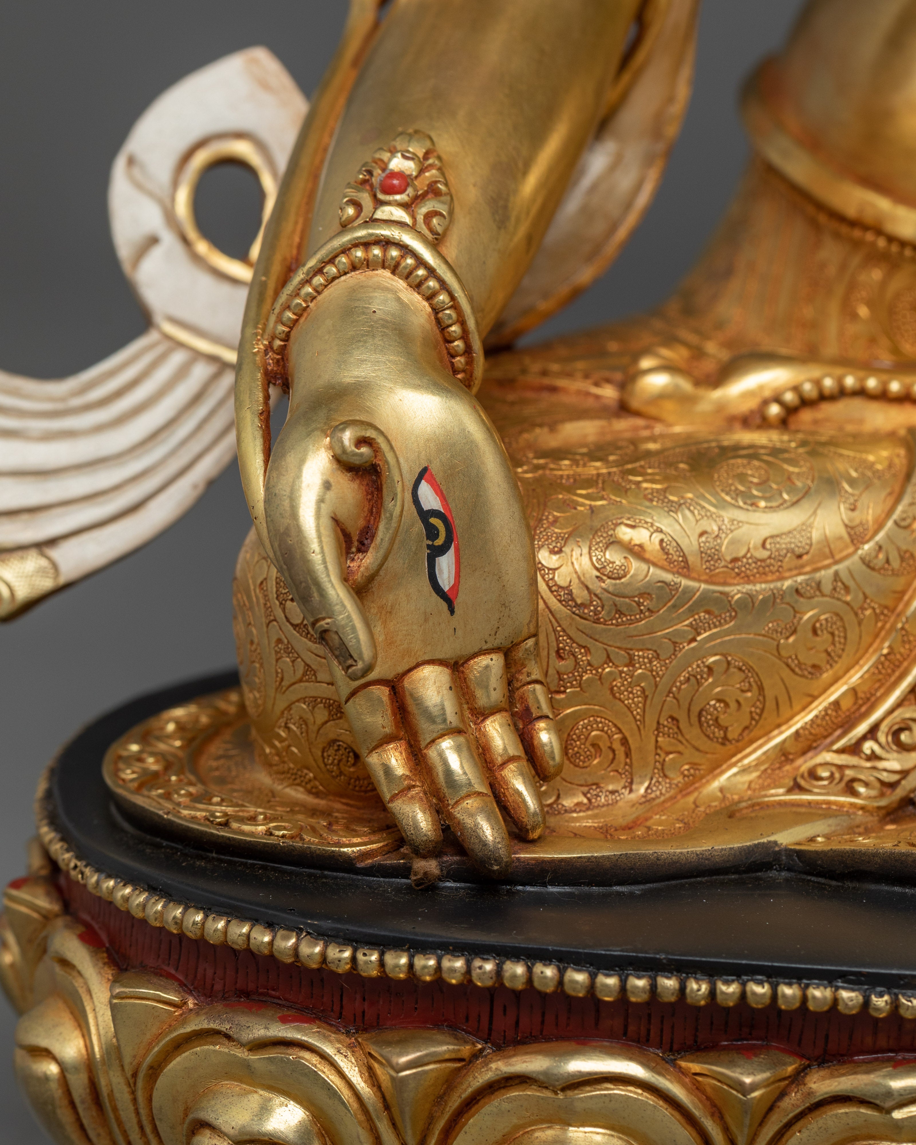 White Tara Art, Golden Peaceful Statue | Handcrafted Nepali Icon for Meditation