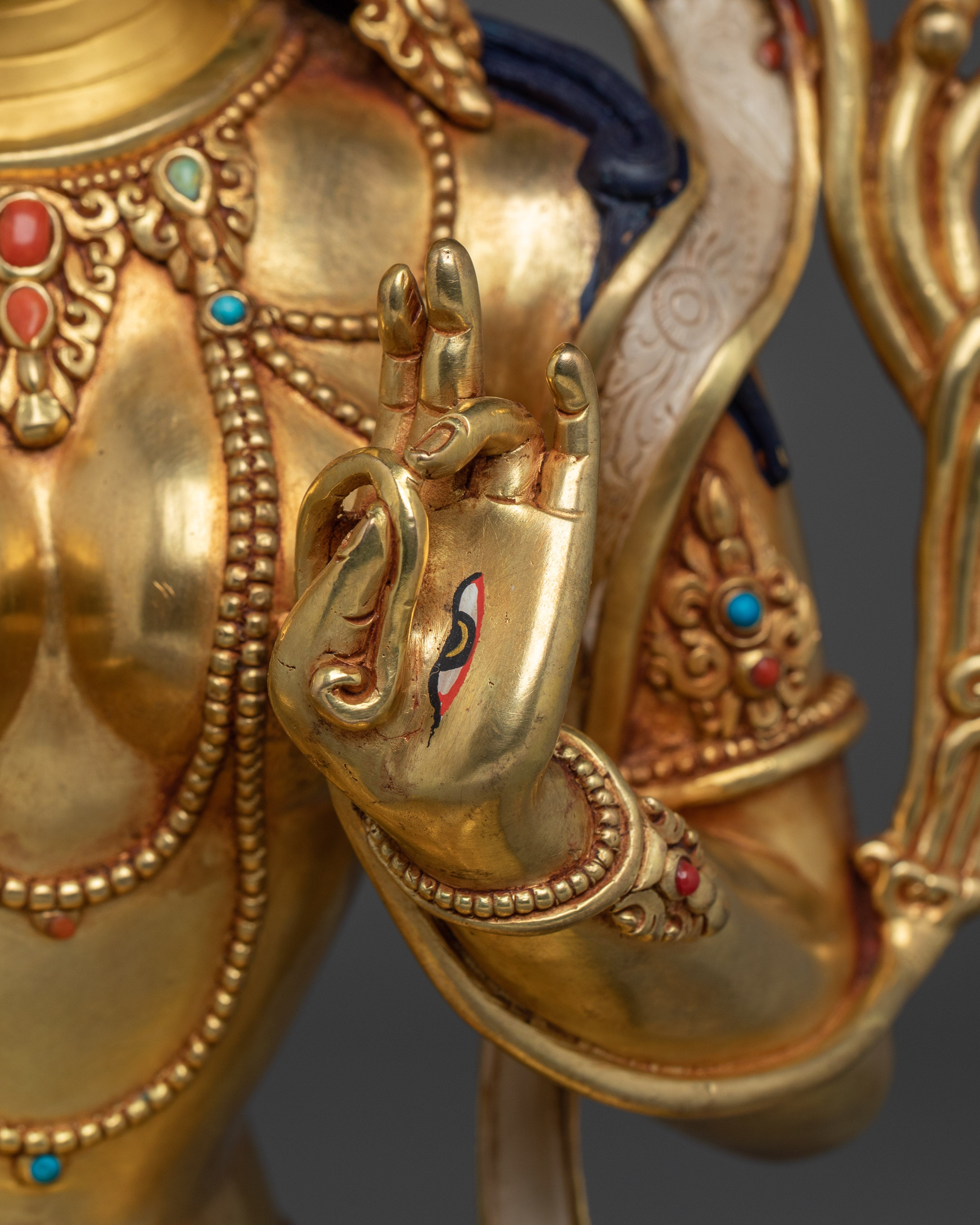 White Tara Art, Golden Peaceful Statue | Handcrafted Nepali Icon for Meditation