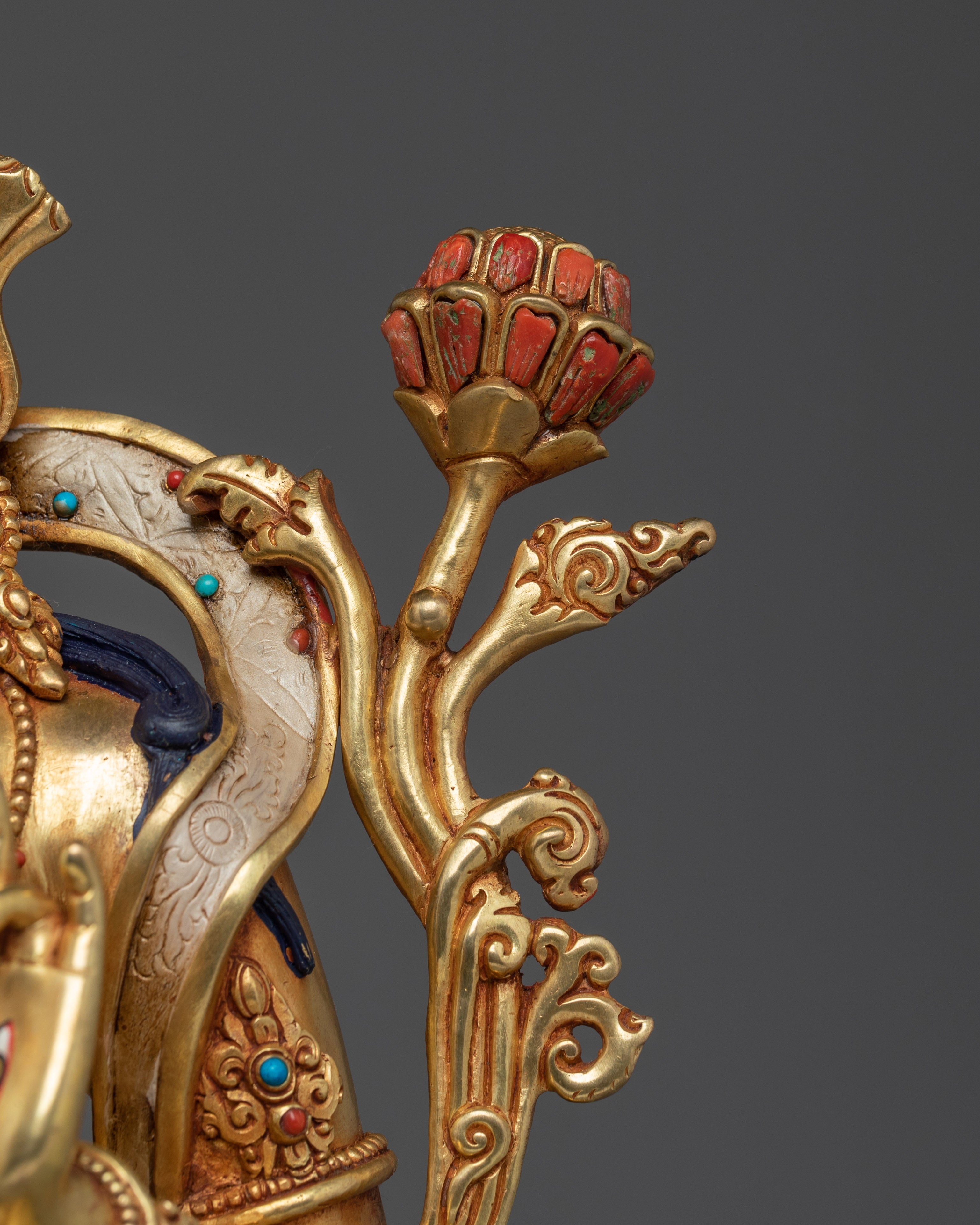 White Tara Art, Golden Peaceful Statue | Handcrafted Nepali Icon for Meditation