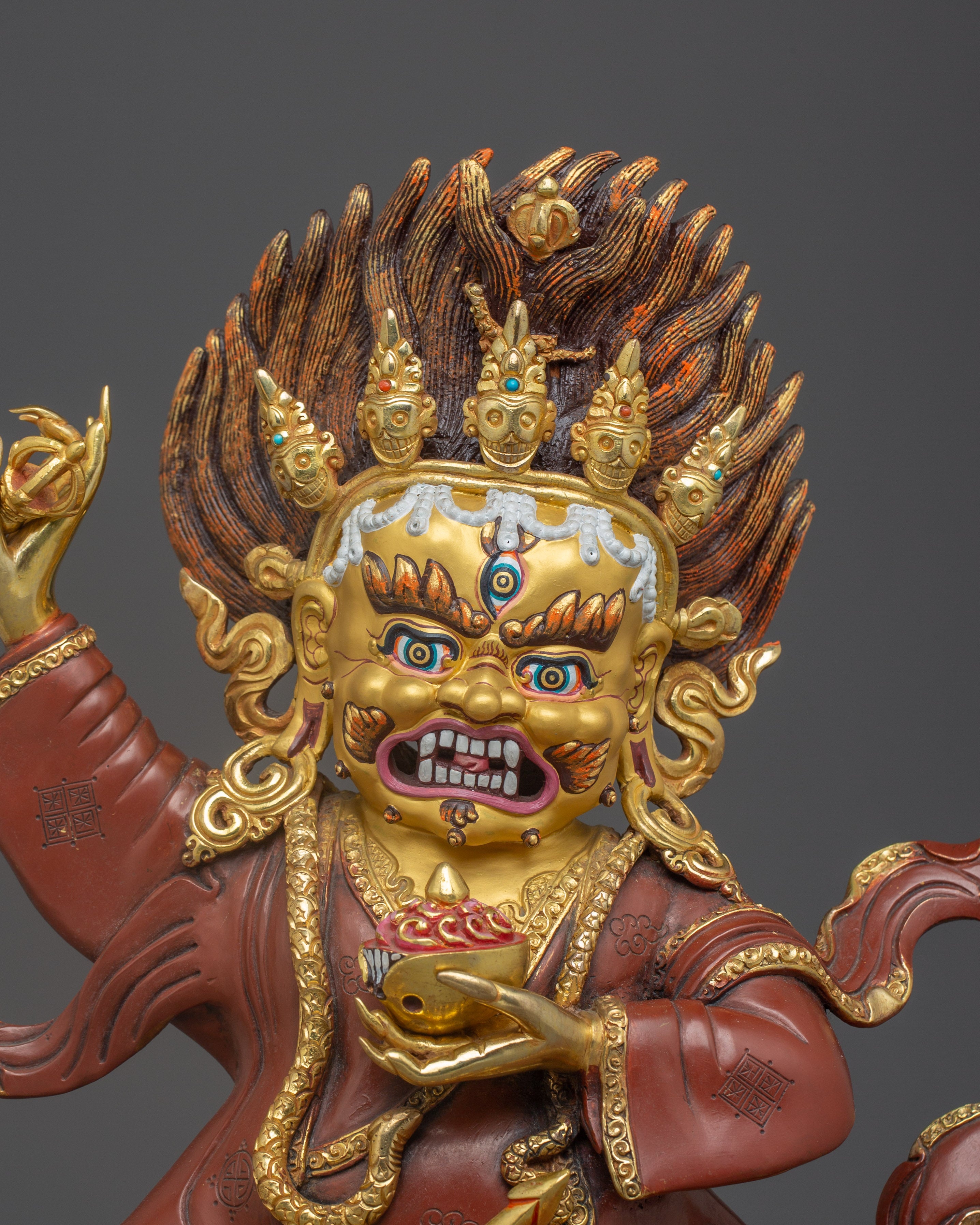 Fierce Protector Mahakala Bernagchen | Nepali Gold Gilded Statue