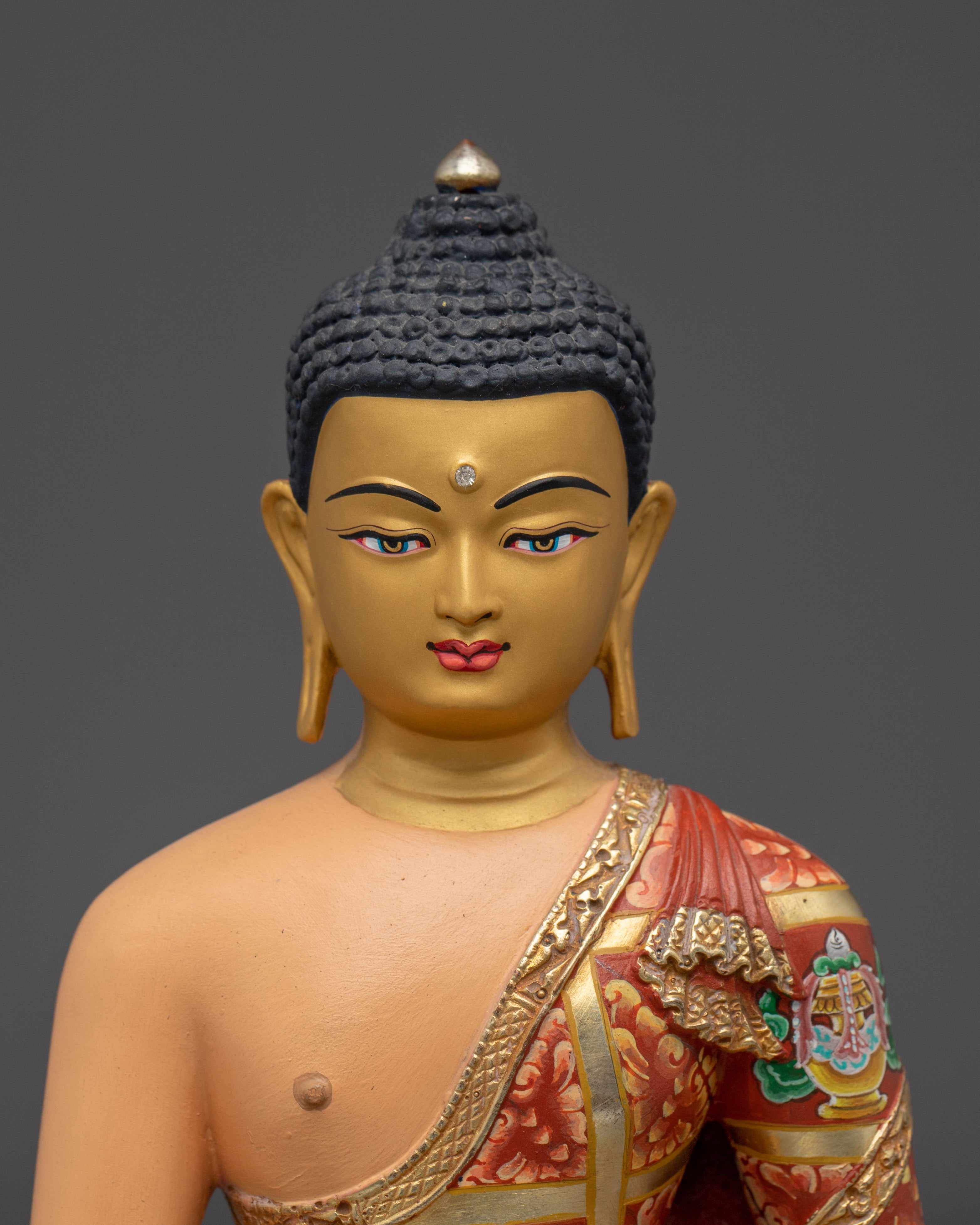 Handmade Shakyamuni Buddha Colorful Statue | Ideal for Spiritual Spaces