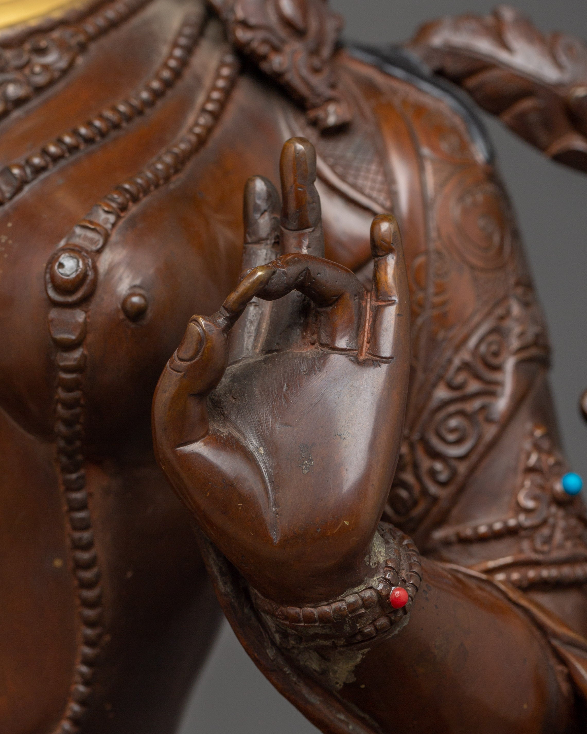 Green Tara Gold & Acrylic Details Statue | Compassion and Spiritual Healing