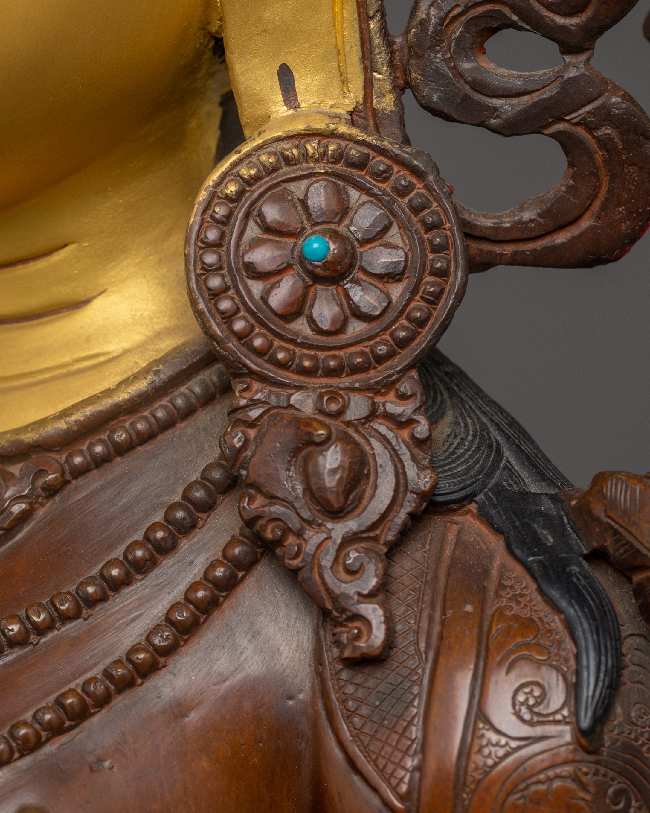 Green Tara Gold & Acrylic Details Statue | Compassion and Spiritual Healing