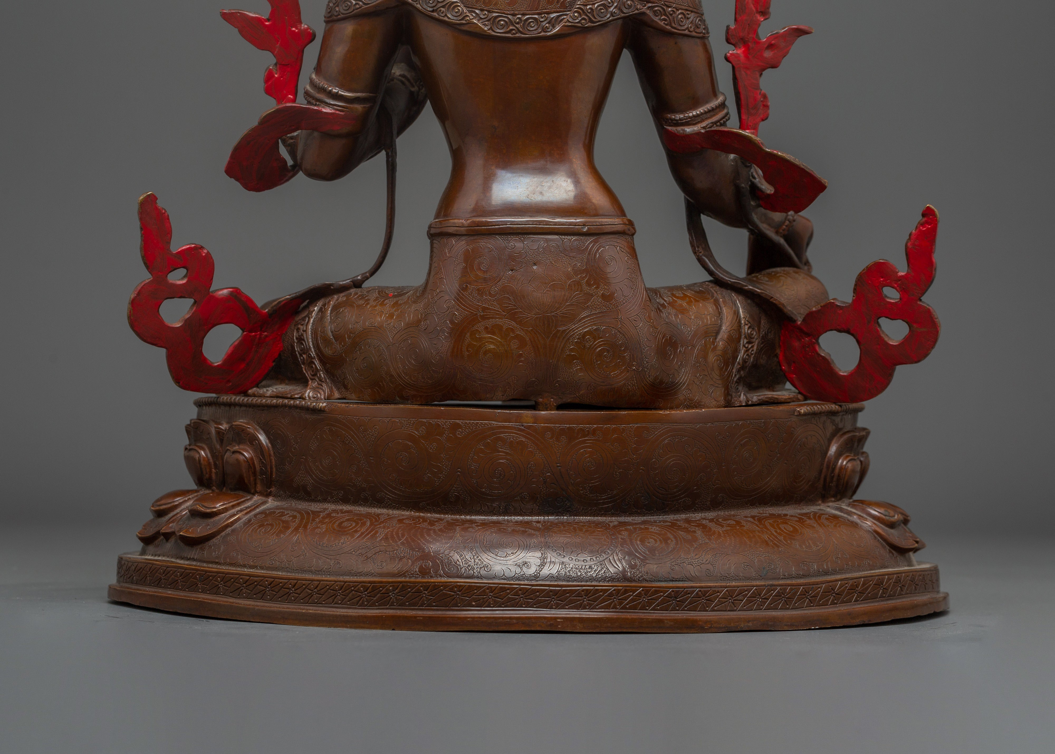 Green Tara Gold & Acrylic Details Statue | Compassion and Spiritual Healing