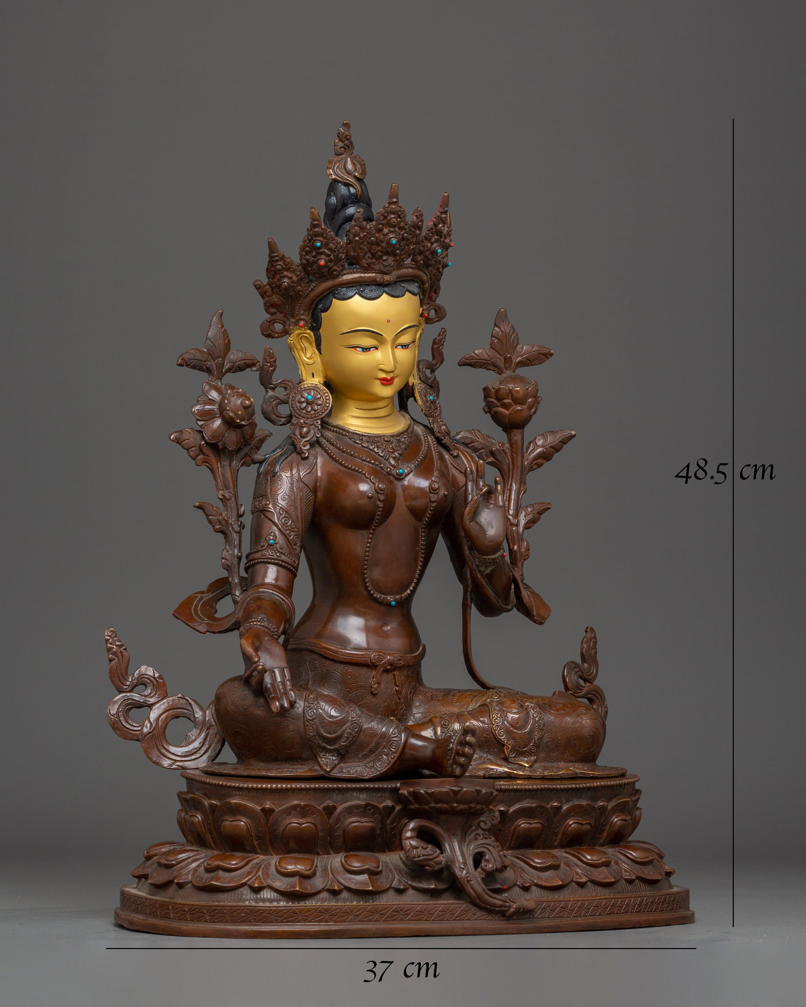 Green Tara Gold & Acrylic Details Statue