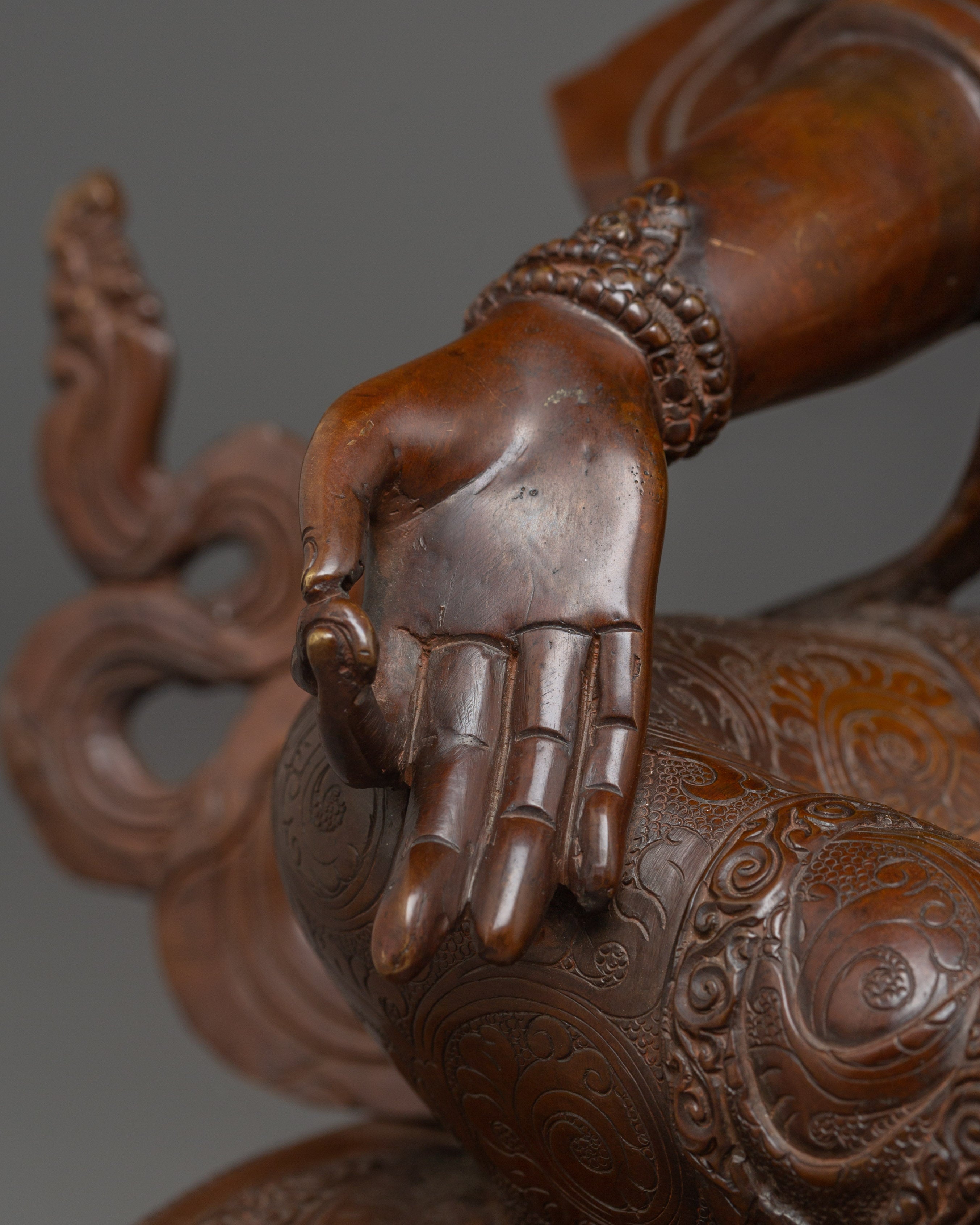 Green Tara Gold & Acrylic Details Statue | Compassion and Spiritual Healing