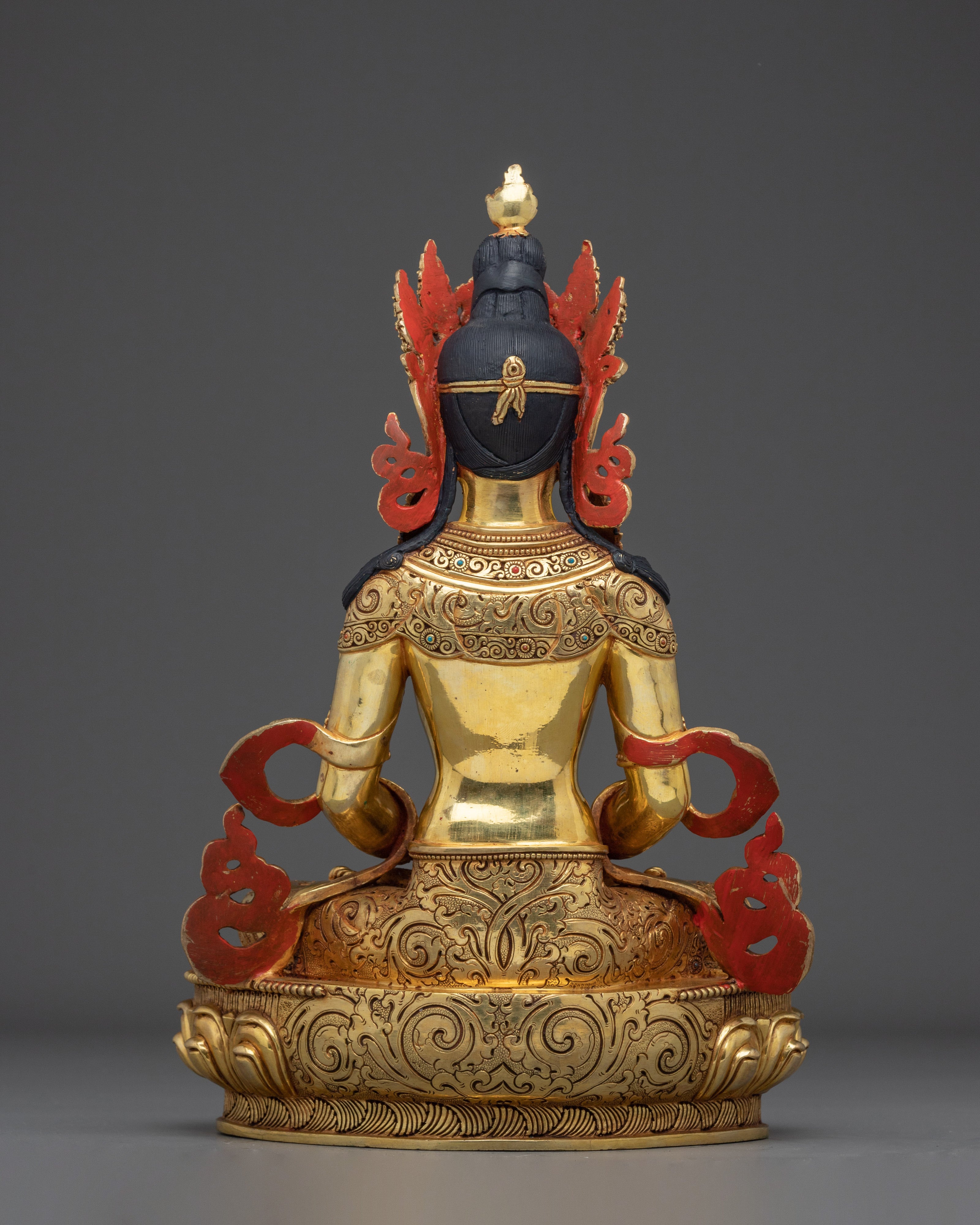 Golden Handmade Amitayus Sculpture | Himalayan Crafted Icon for Healing
