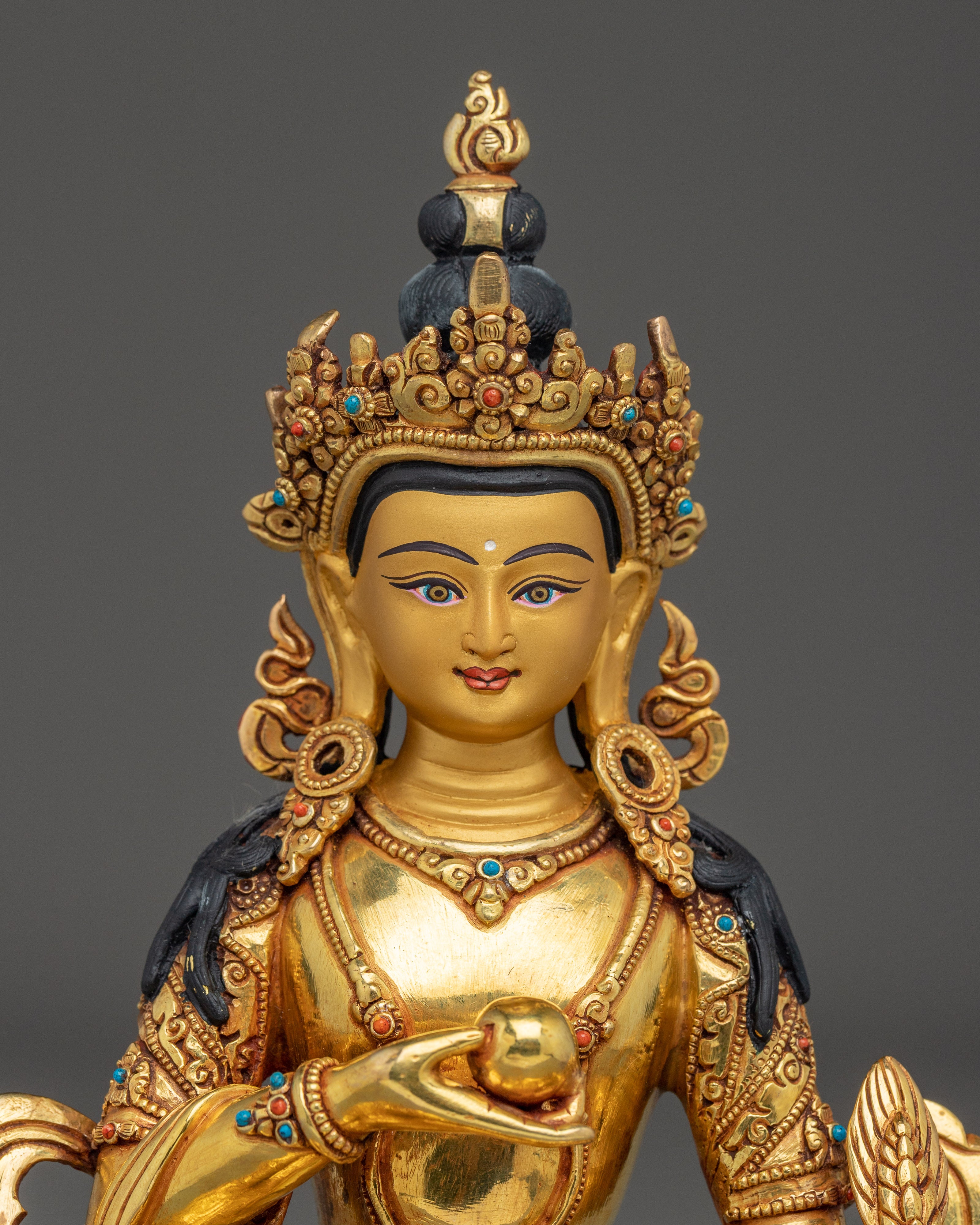 Himalayan Kshitigarbha Statue | Nepali Handcrafted Gold Icon