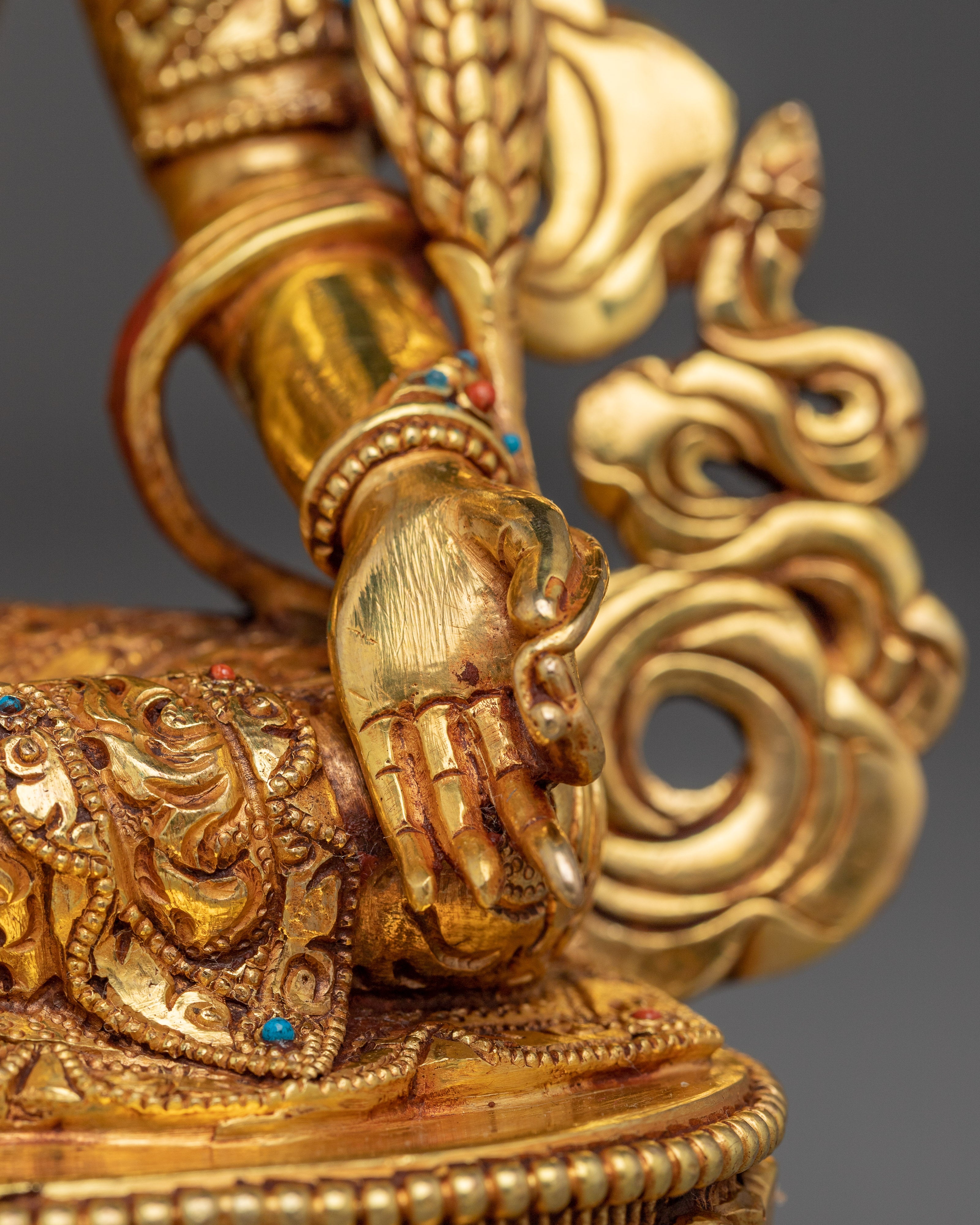 Himalayan Kshitigarbha Statue | Nepali Handcrafted Gold Icon