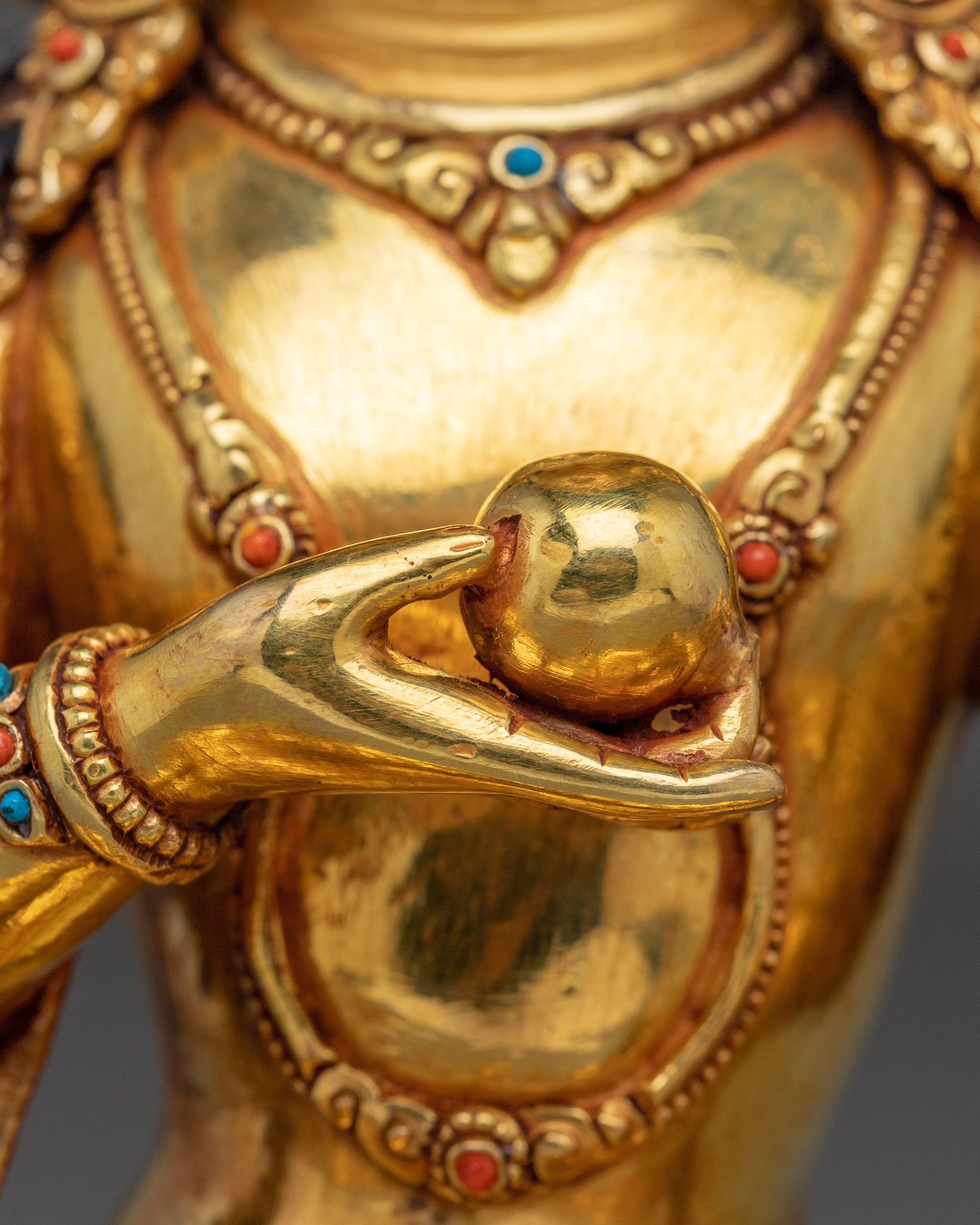Himalayan Kshitigarbha Statue | Nepali Handcrafted Gold Icon