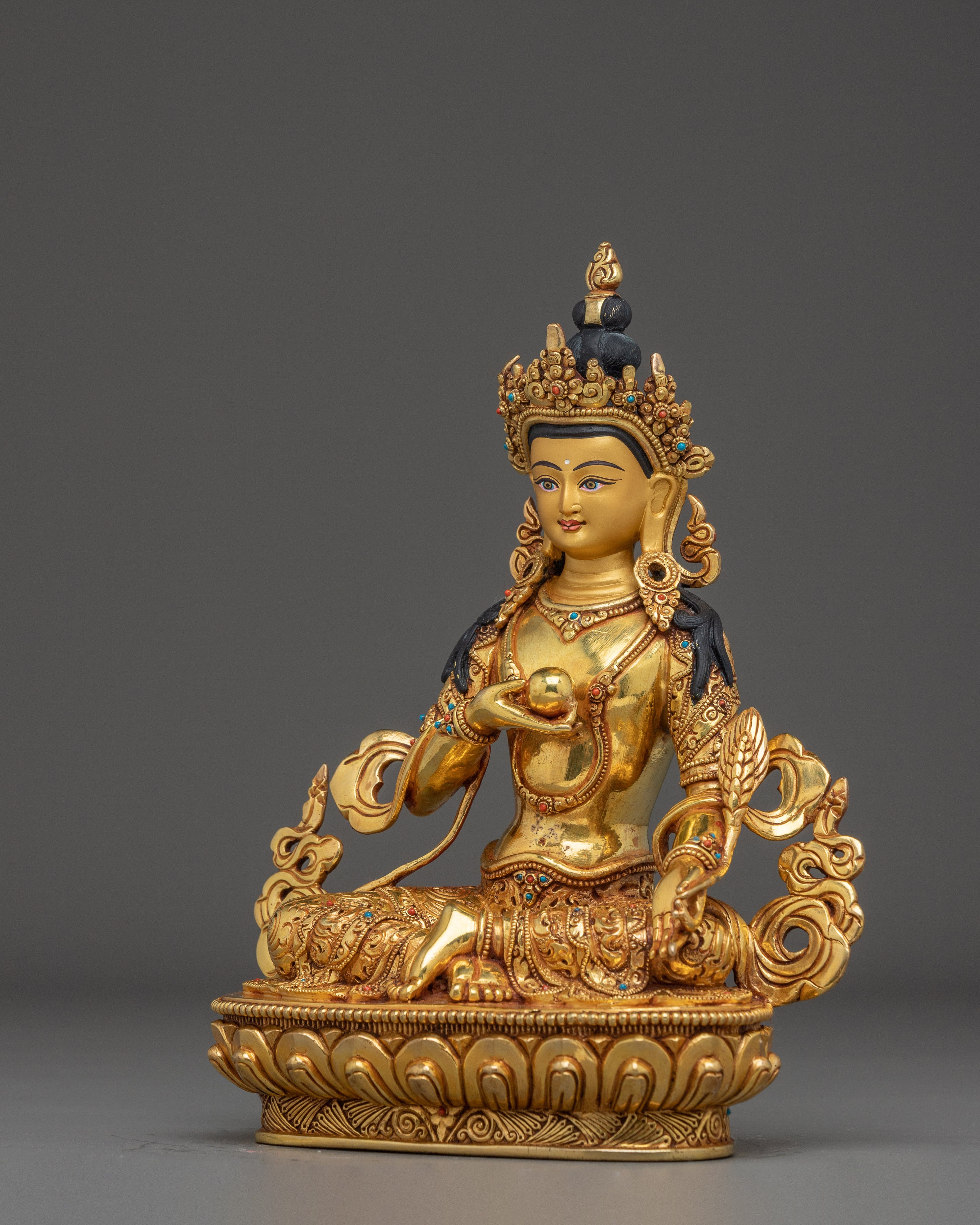 Himalayan Kshitigarbha Statue | Nepali Handcrafted Gold Icon
