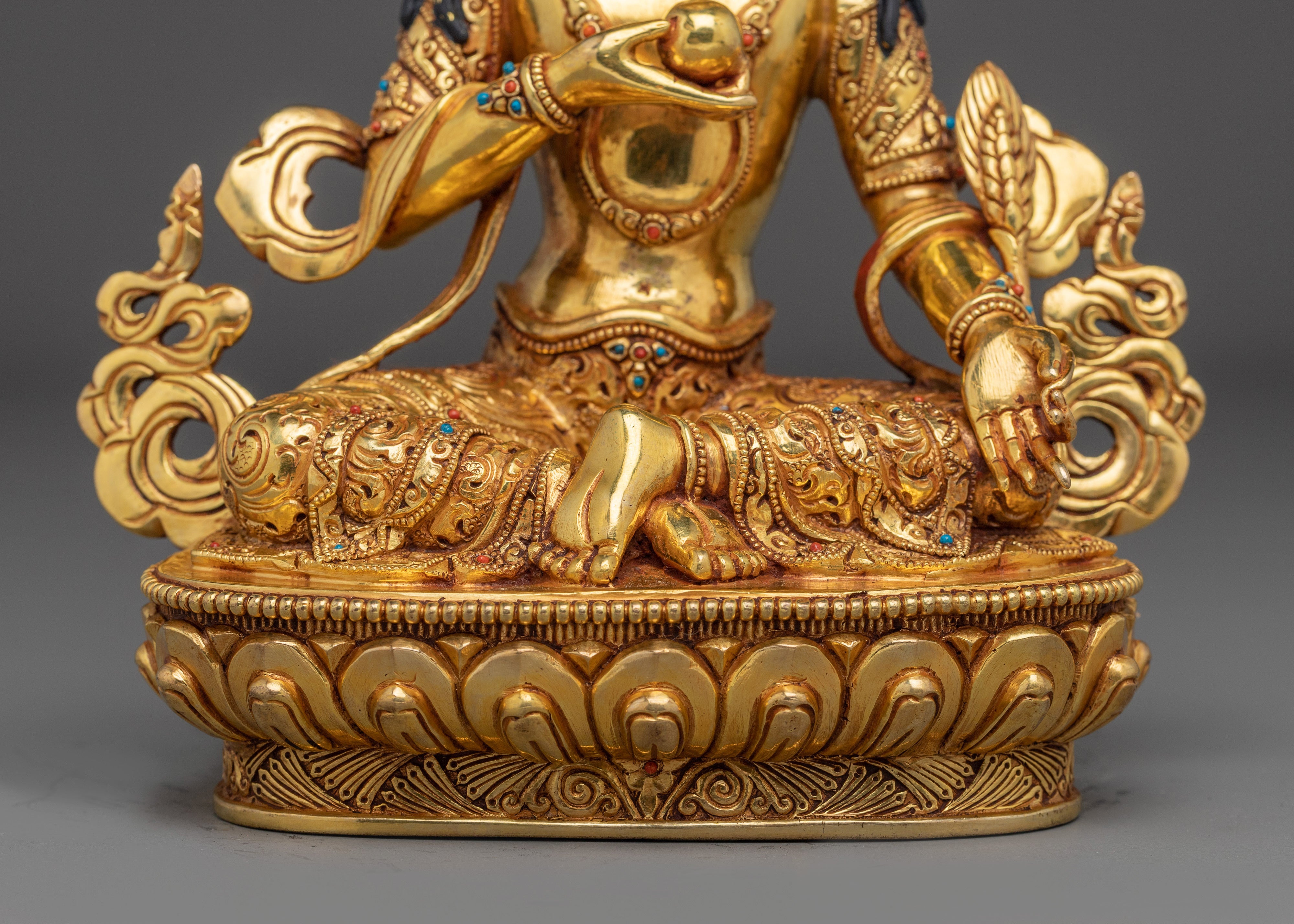 Himalayan Kshitigarbha Statue | Nepali Handcrafted Gold Icon
