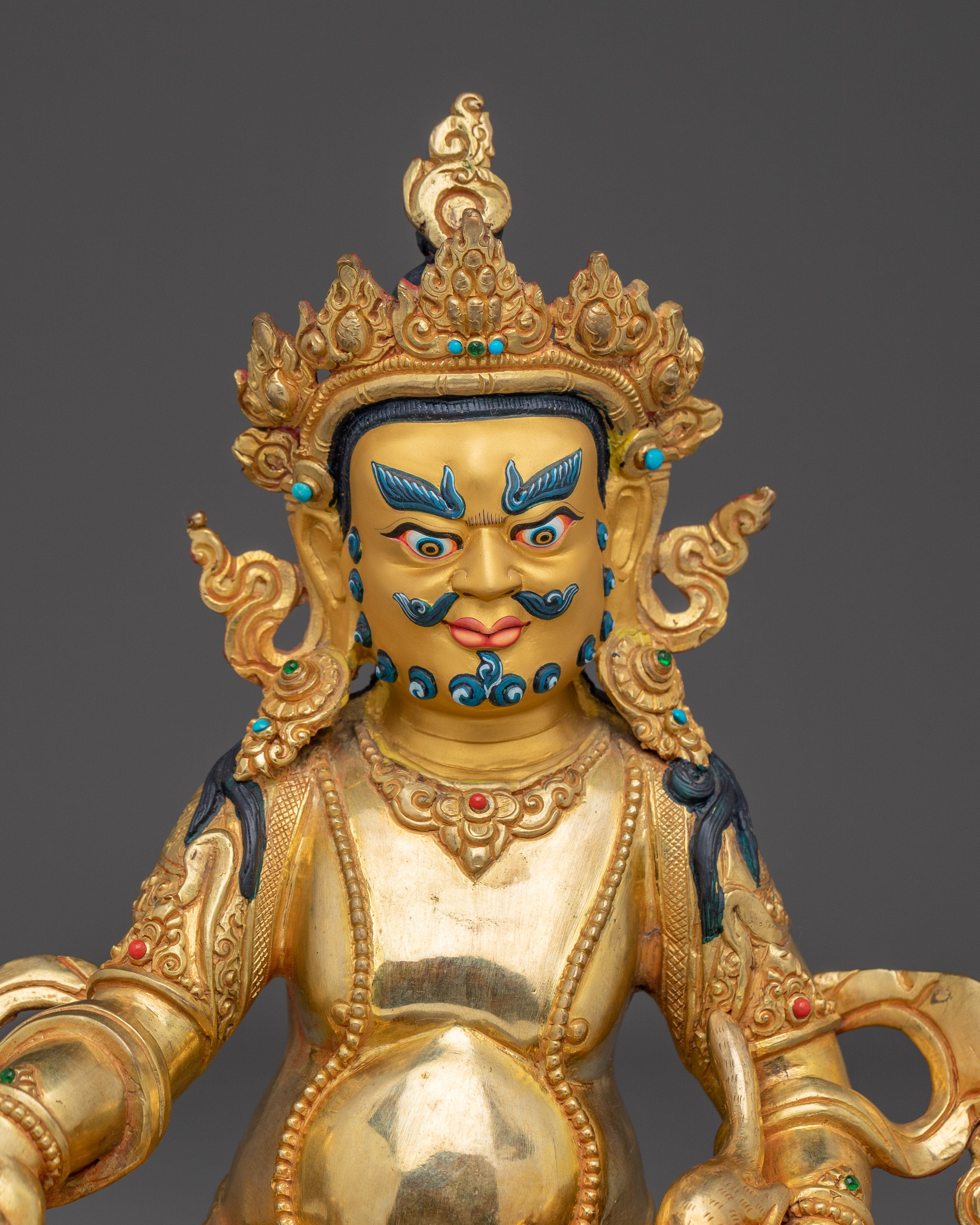 Dzambhala, Treasure Holding Deity | Nepali Crafted Gold Icon