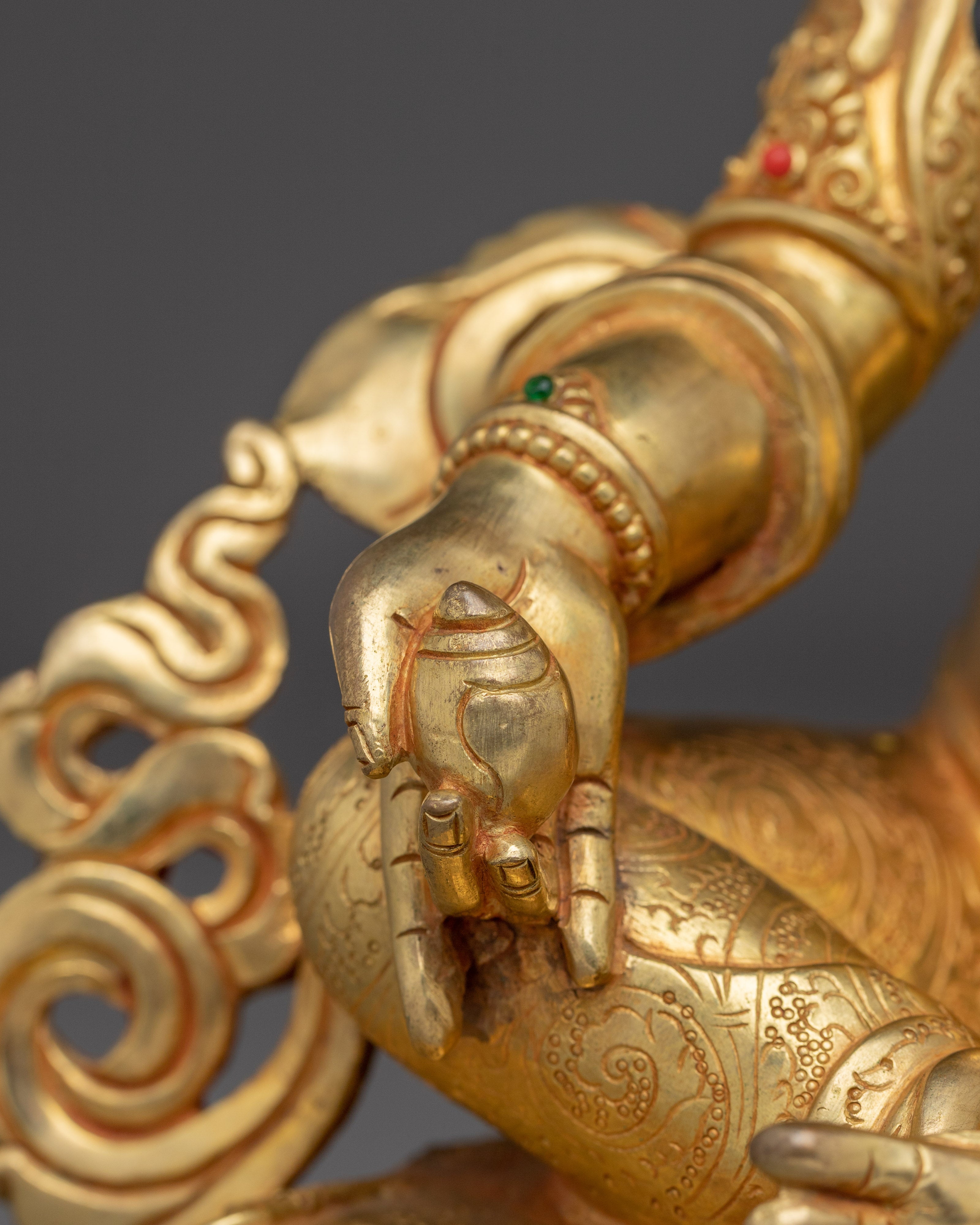 Dzambhala, Treasure Holding Deity | Nepali Crafted Gold Icon