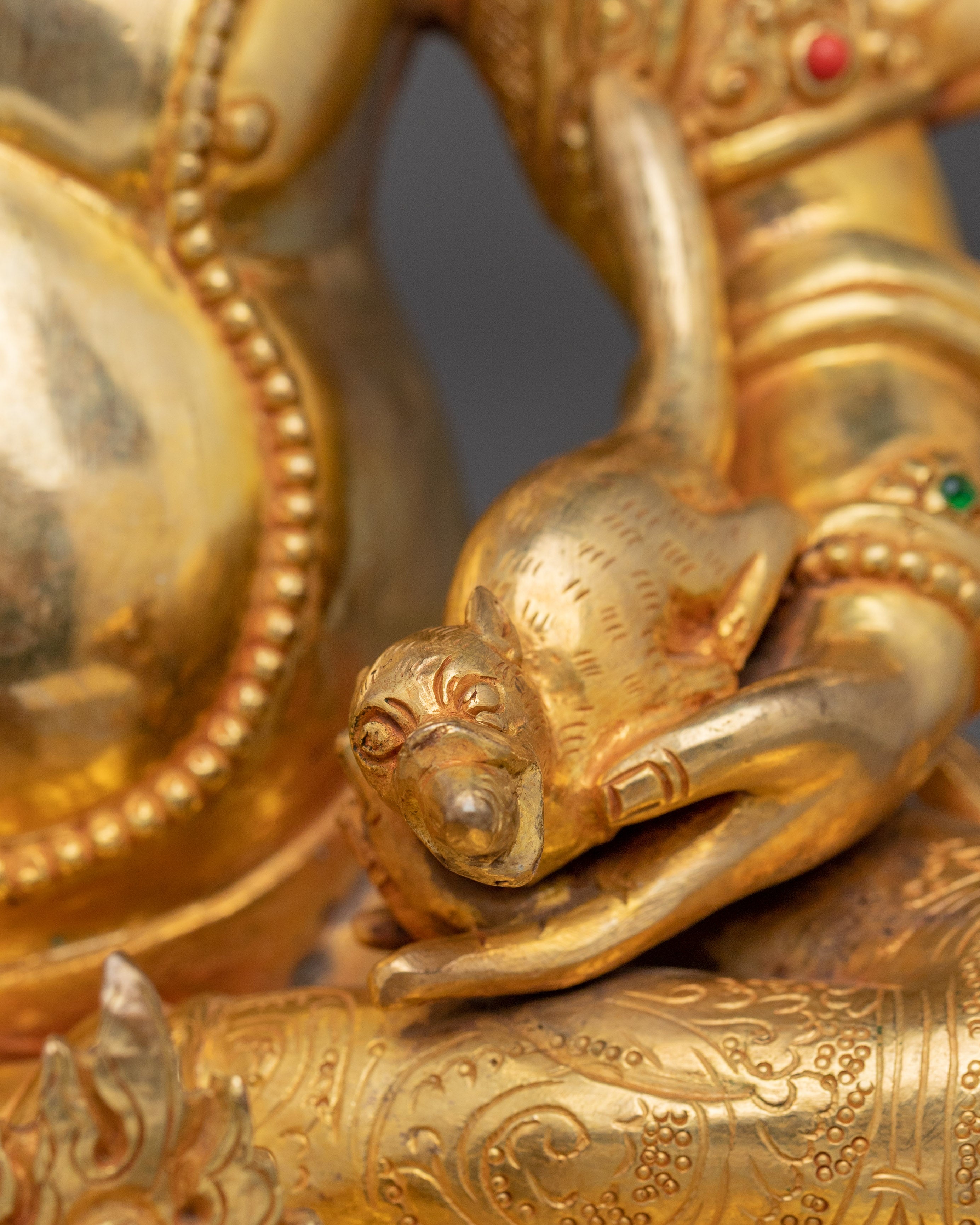 Dzambhala, Treasure Holding Deity | Nepali Crafted Gold Icon