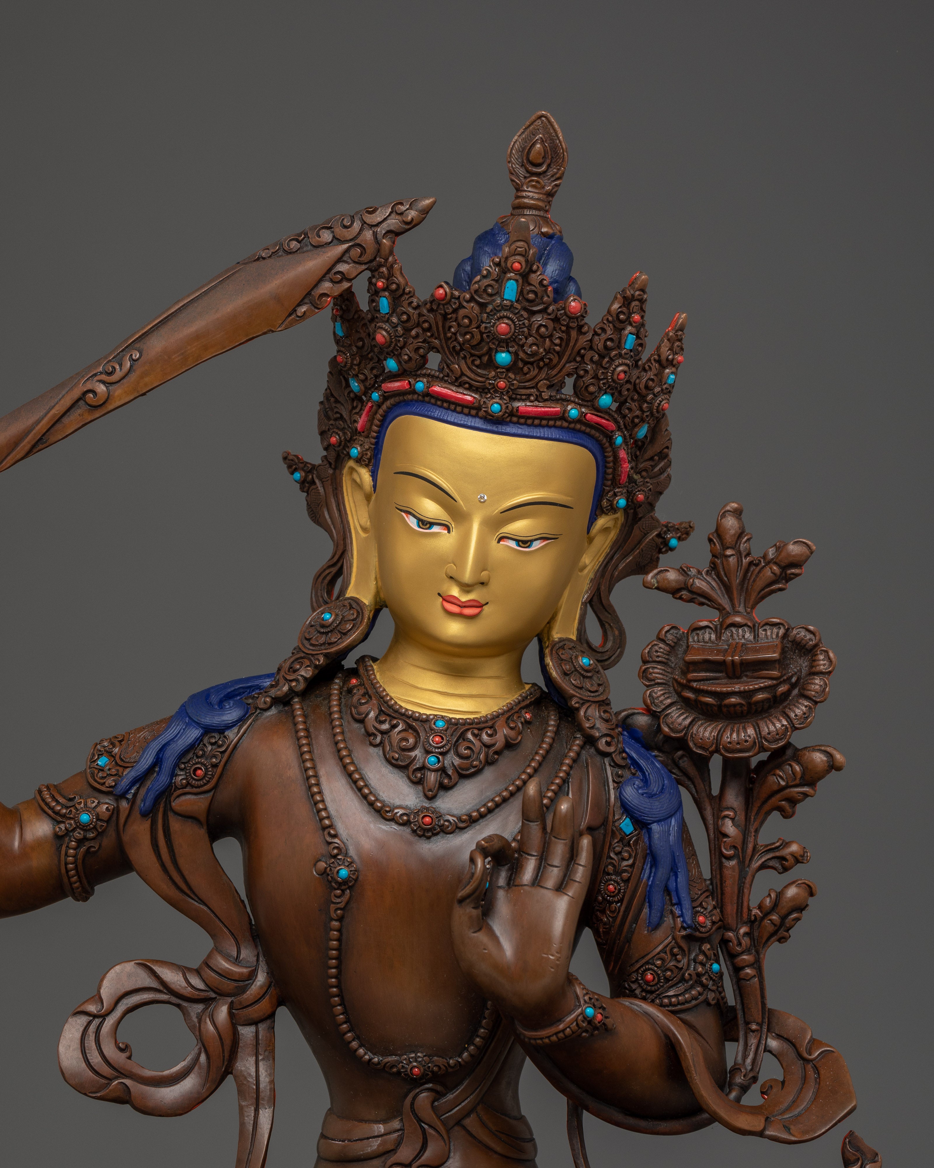 Manjushri Art, Flame of Wisdom | Oxidized Tibetan Icon