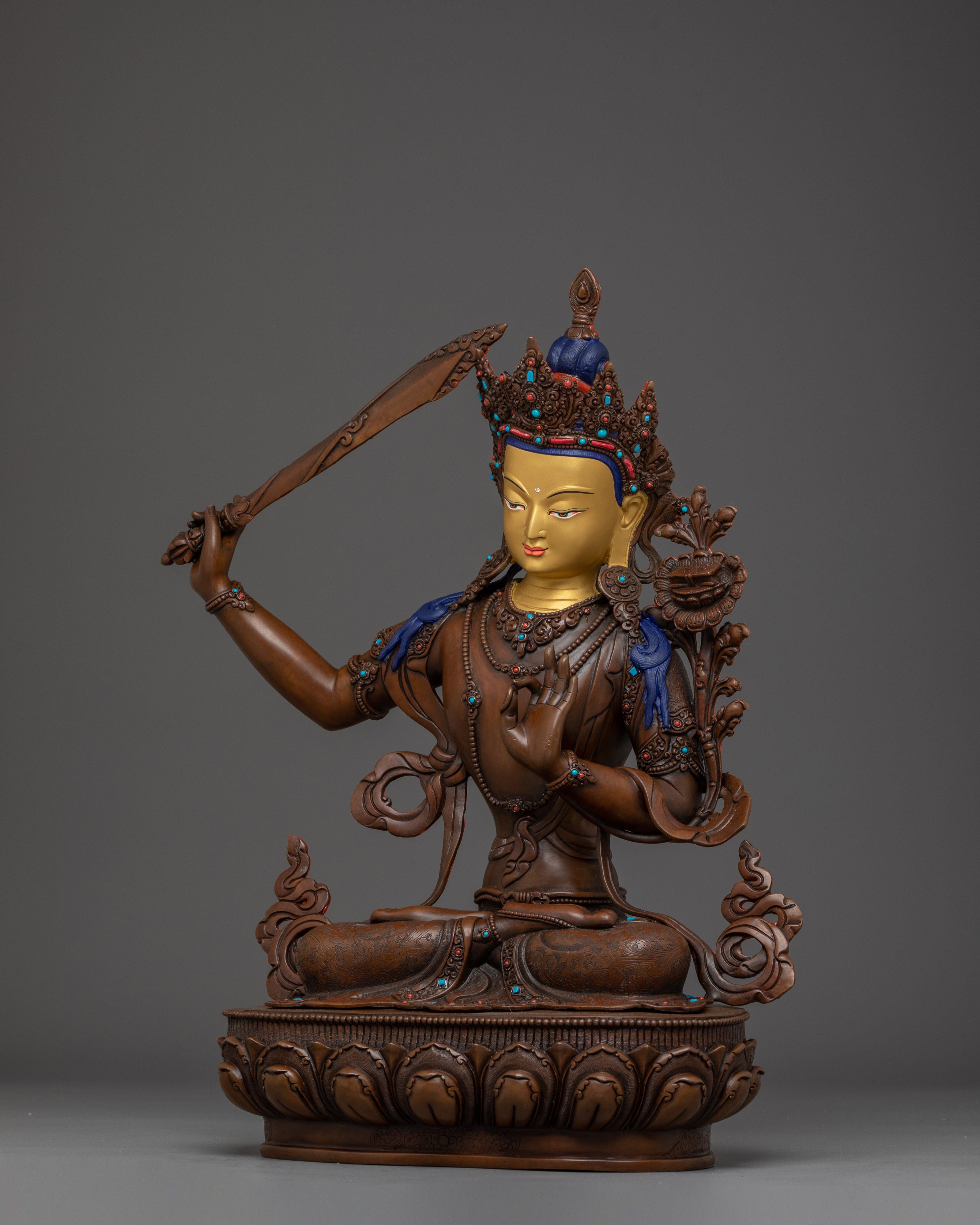 Manjushri Art, Flame of Wisdom | Oxidized Tibetan Icon