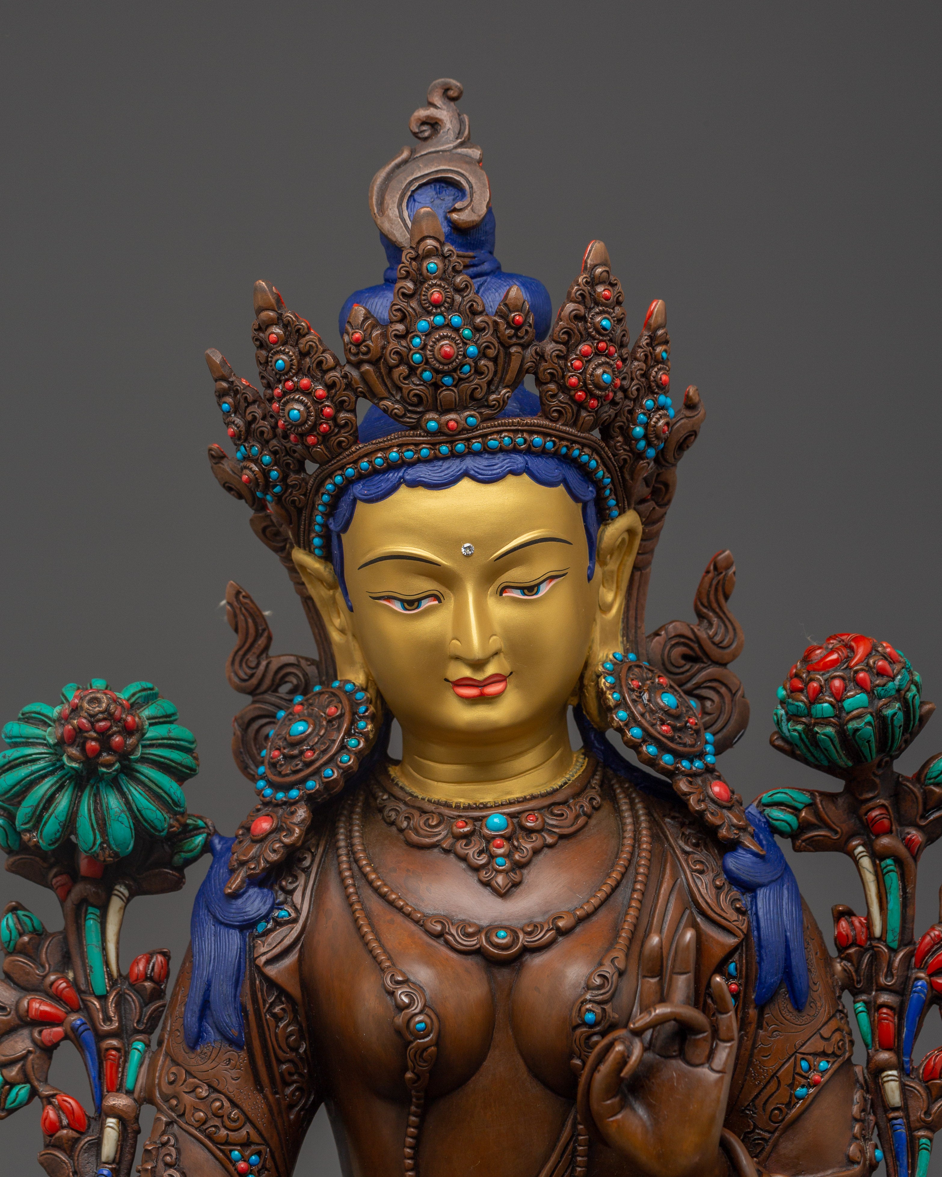 Handmade Green Tara Oxidized Statue | Mother of the Liberation
