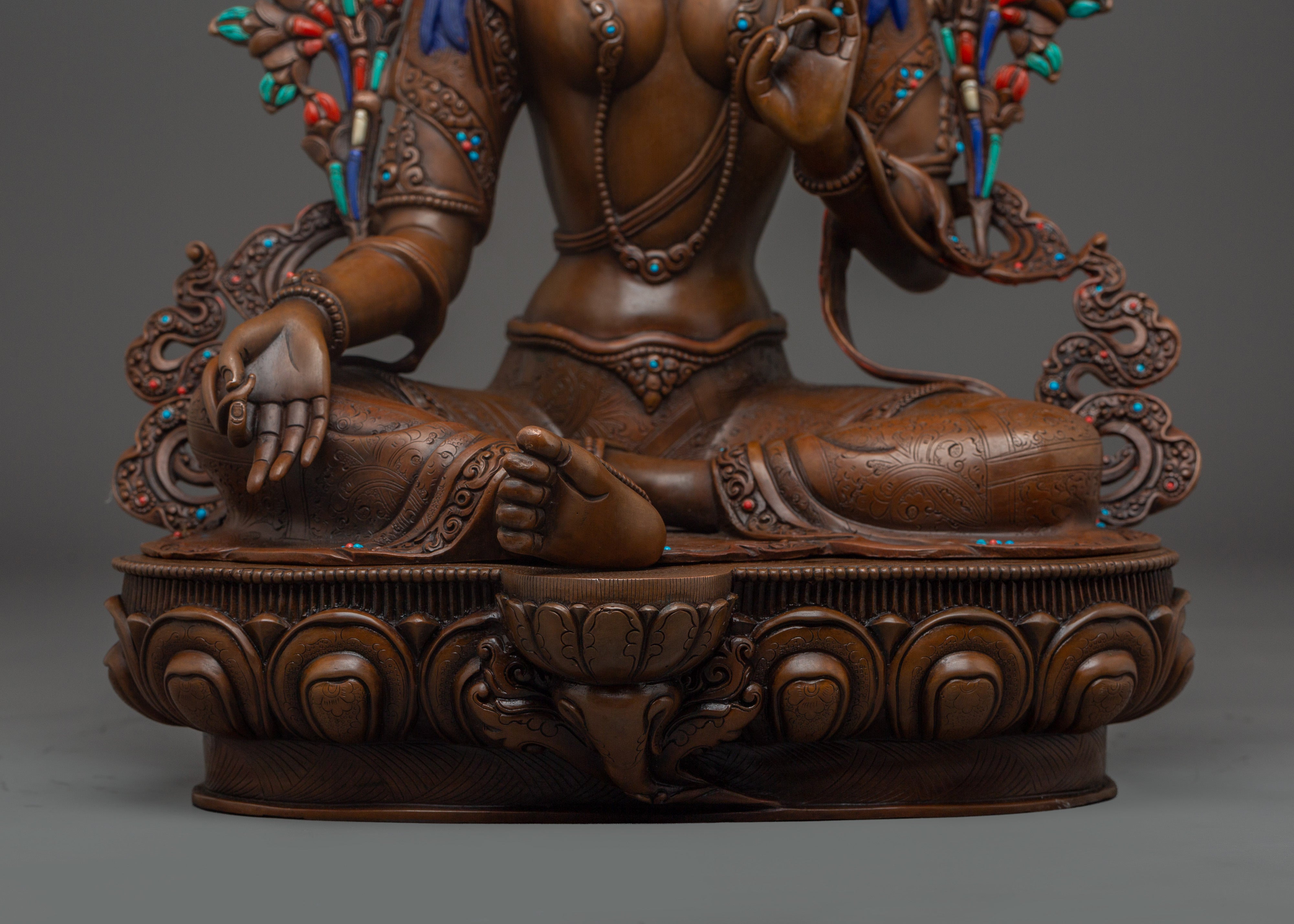 Handmade Green Tara Oxidized Statue | Mother of the Liberation