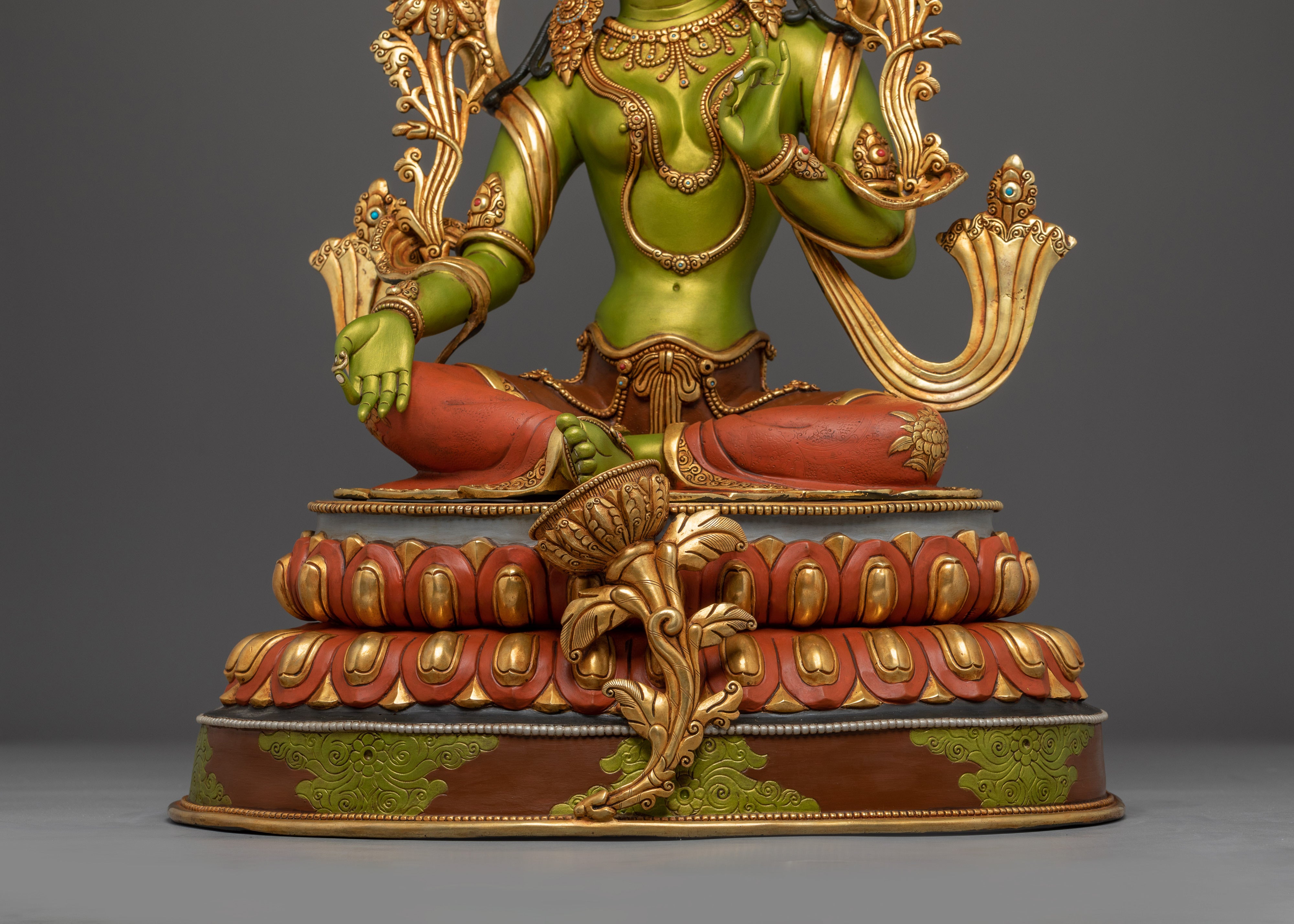 Green Tara, Swift Compassion in Action | Nepali Gold Gilded Statue