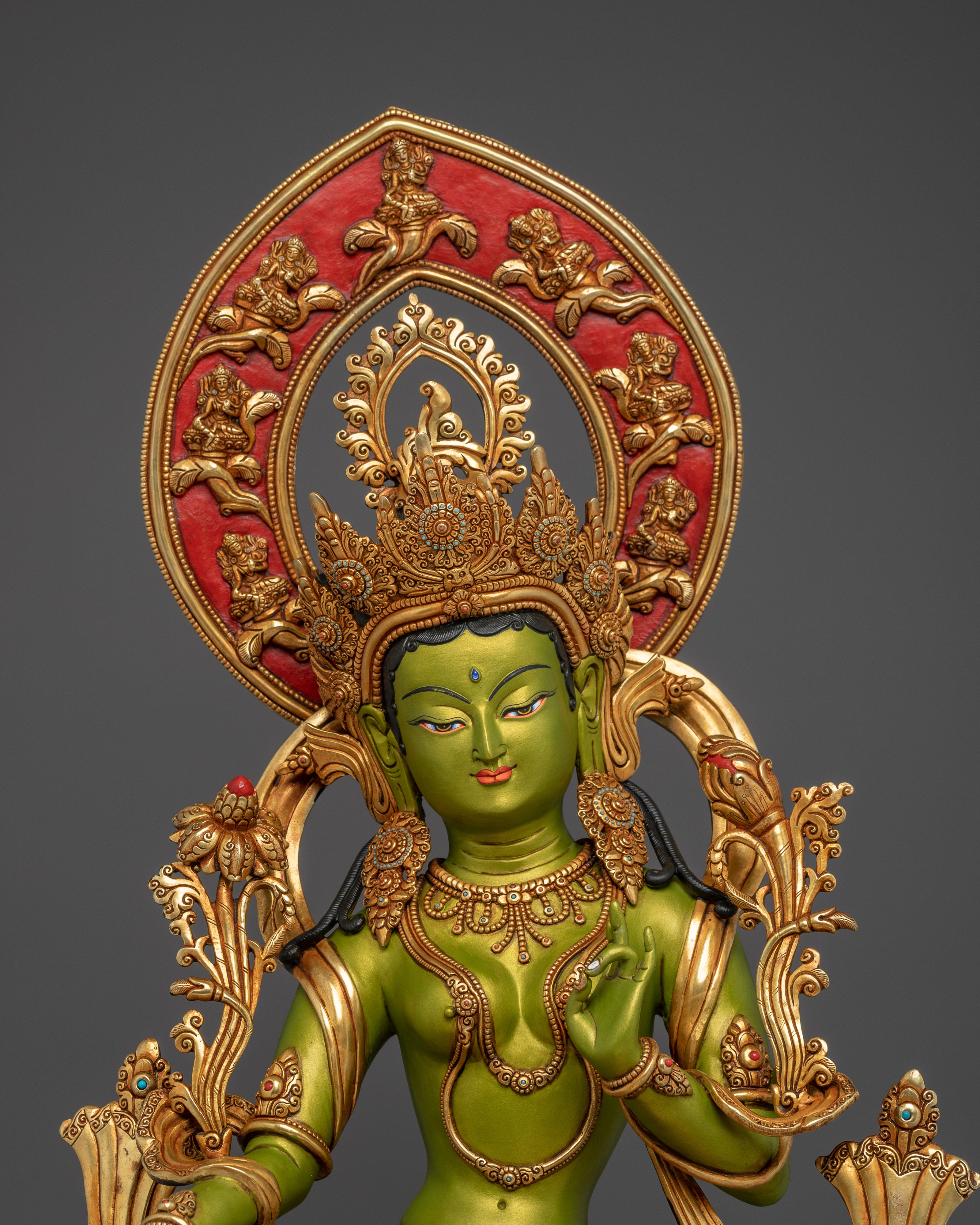 Green Tara, Swift Compassion in Action | Nepali Gold Gilded Statue