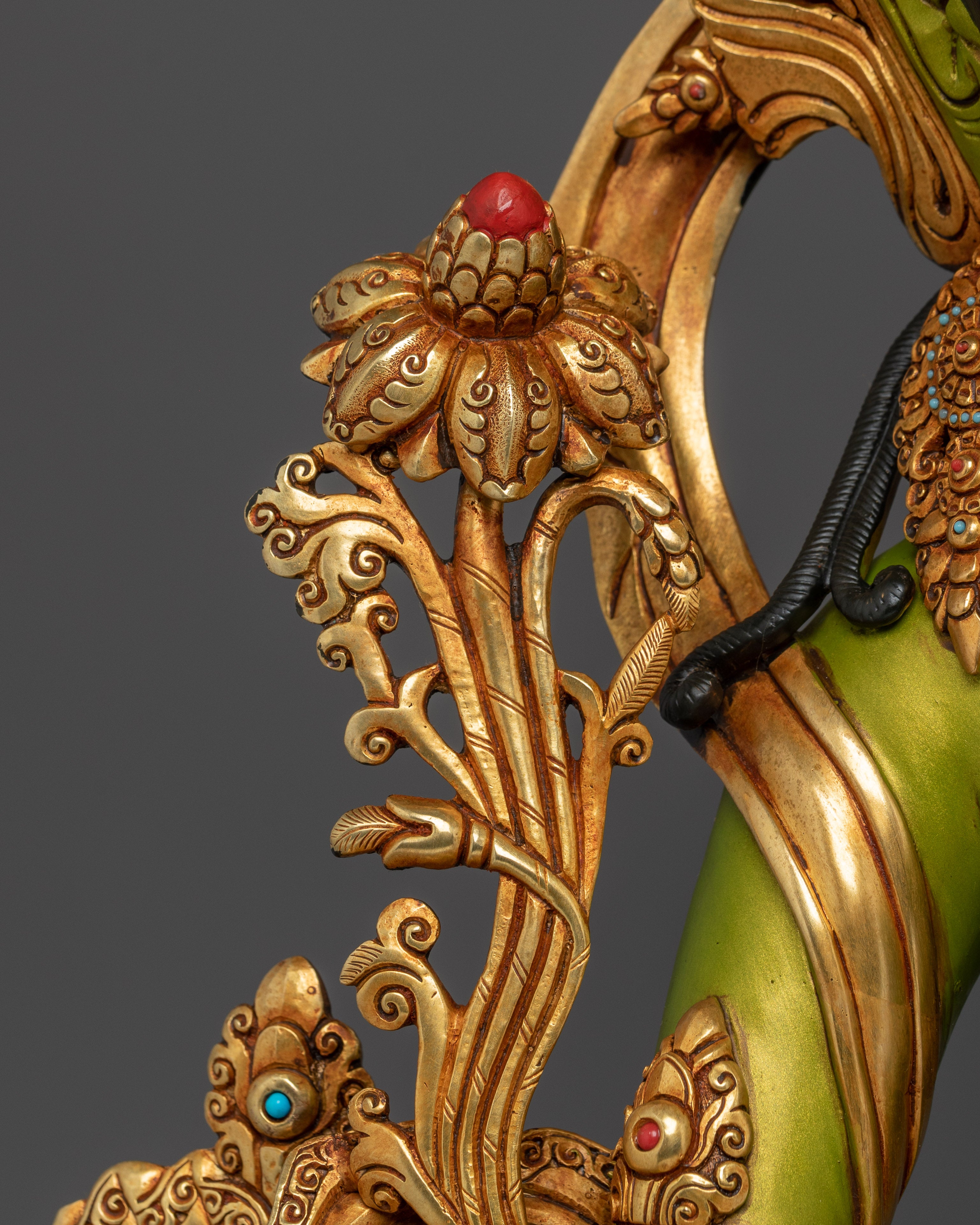 Green Tara, Swift Compassion in Action | Nepali Gold Gilded Statue
