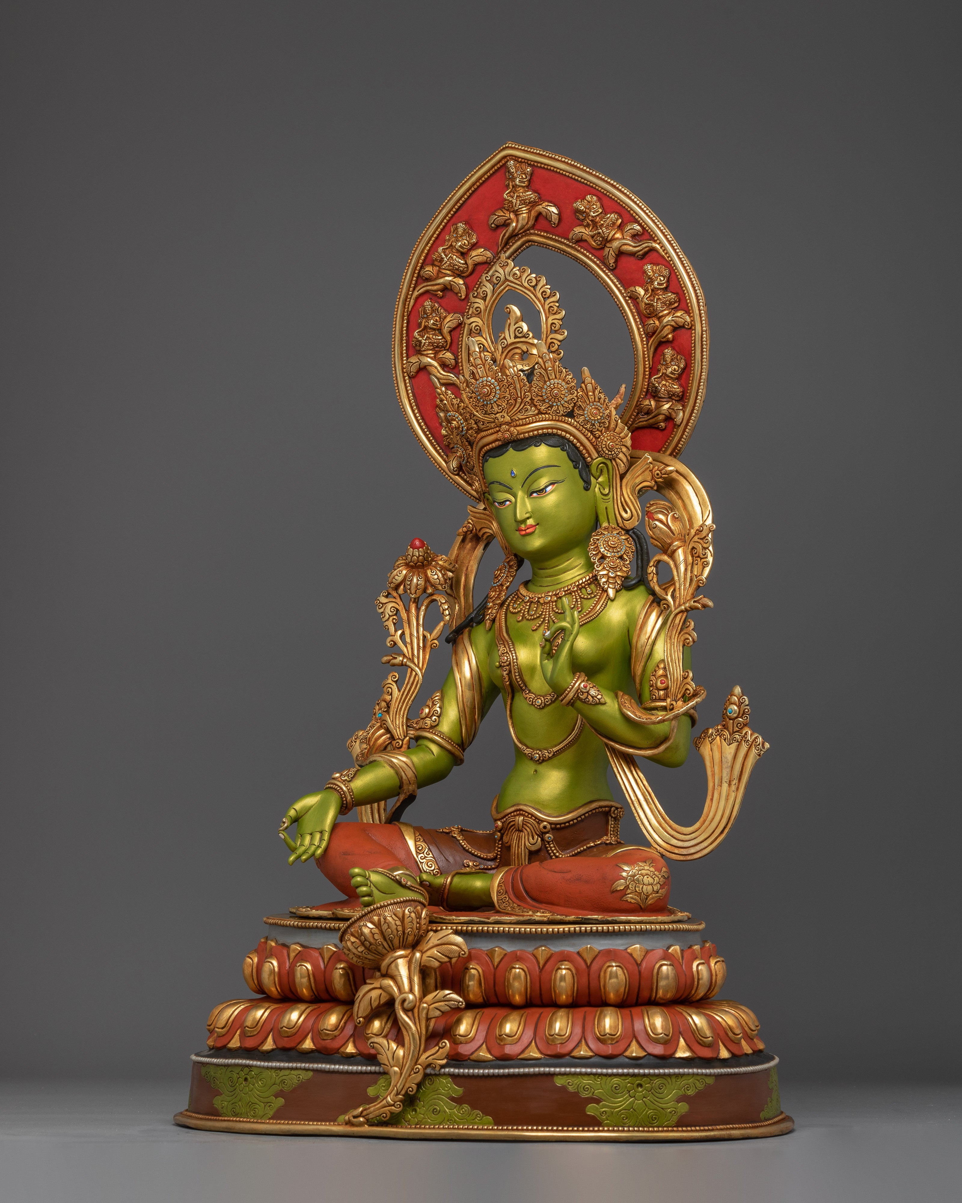 Green Tara, Swift Compassion in Action | Nepali Gold Gilded Statue