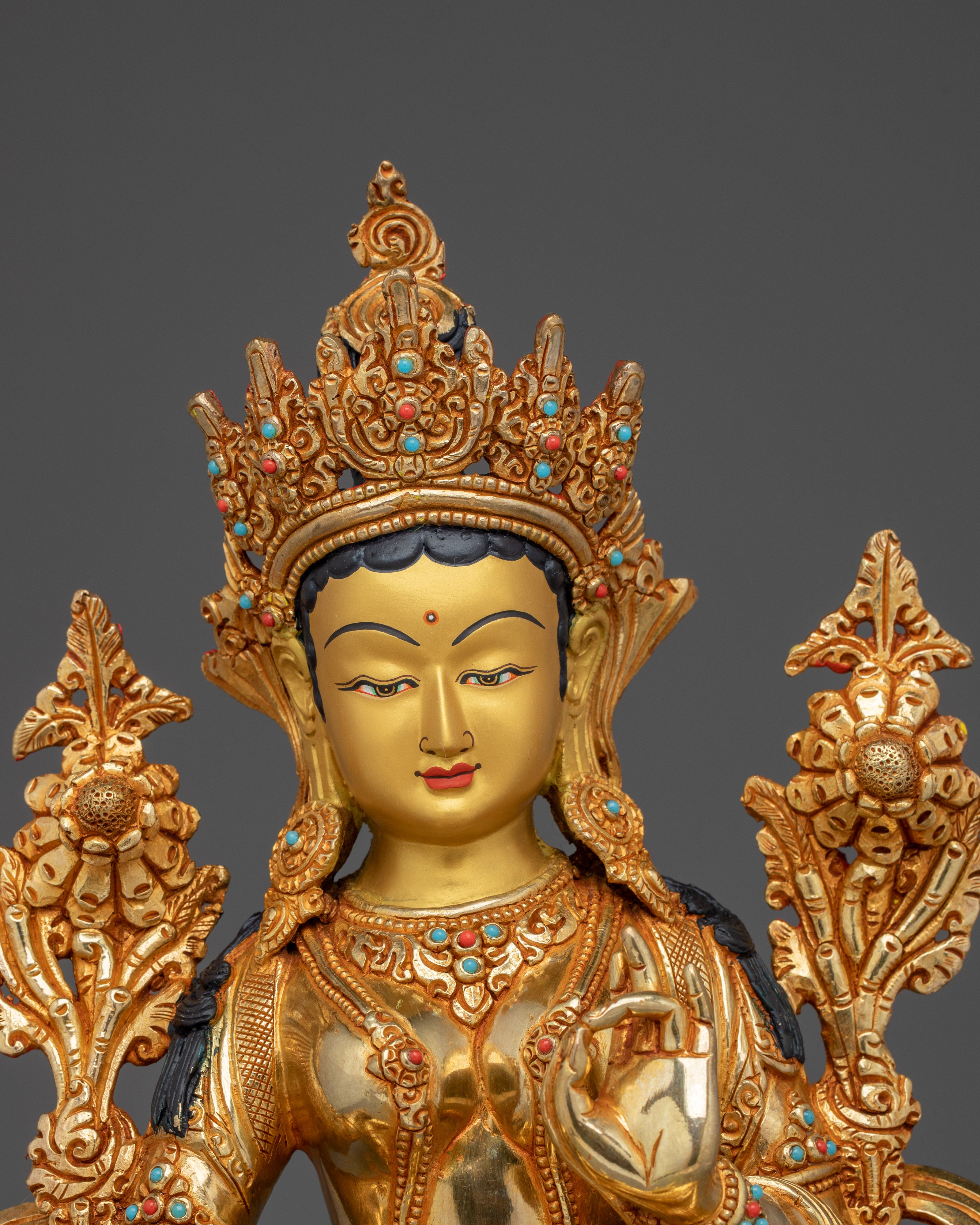 Green Tara 24K Gold Gilded Art | Meditation and Spiritual Shrine