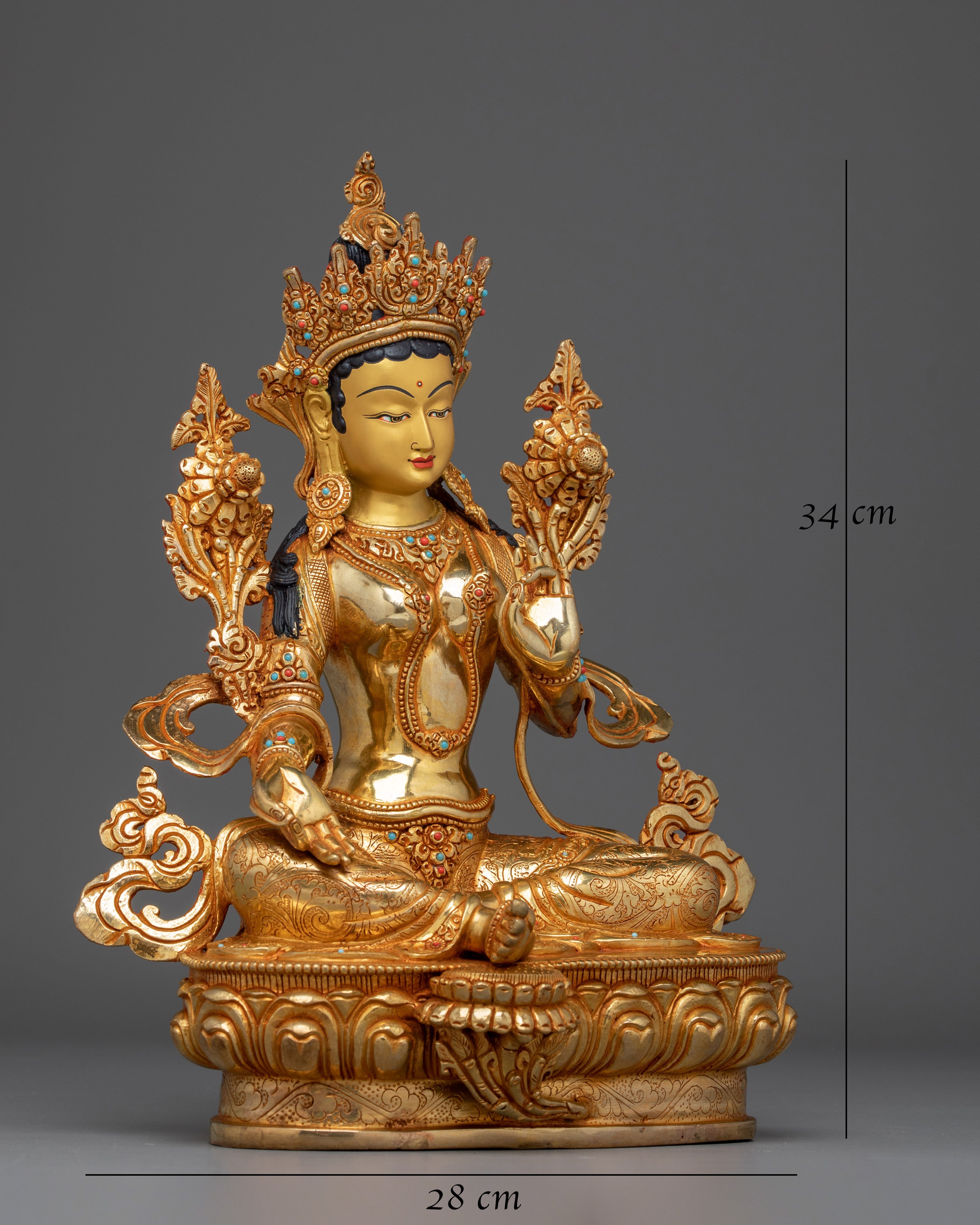 Green Tara 24K Gold Gilded Art