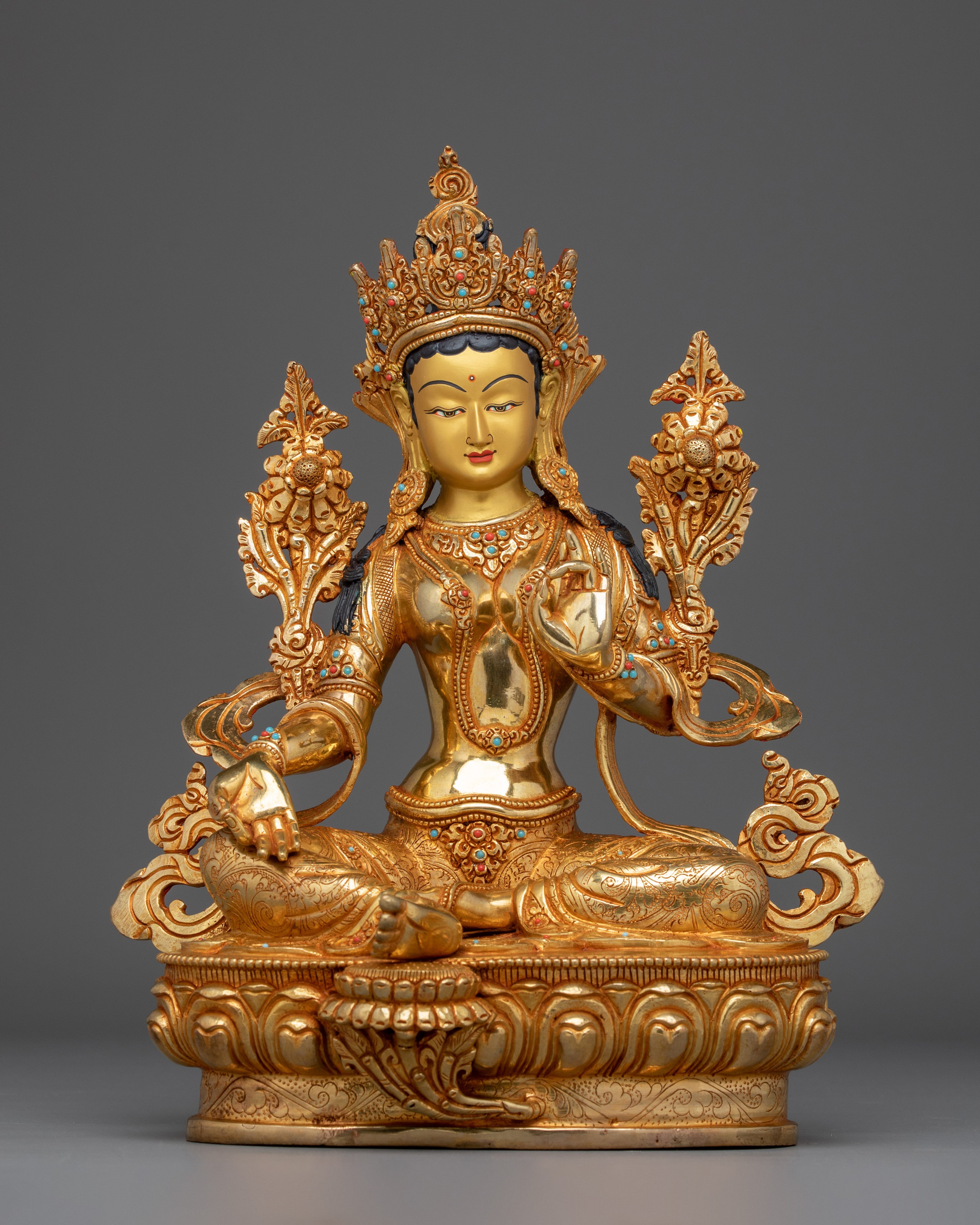 Green Tara 24K Gold Gilded Art