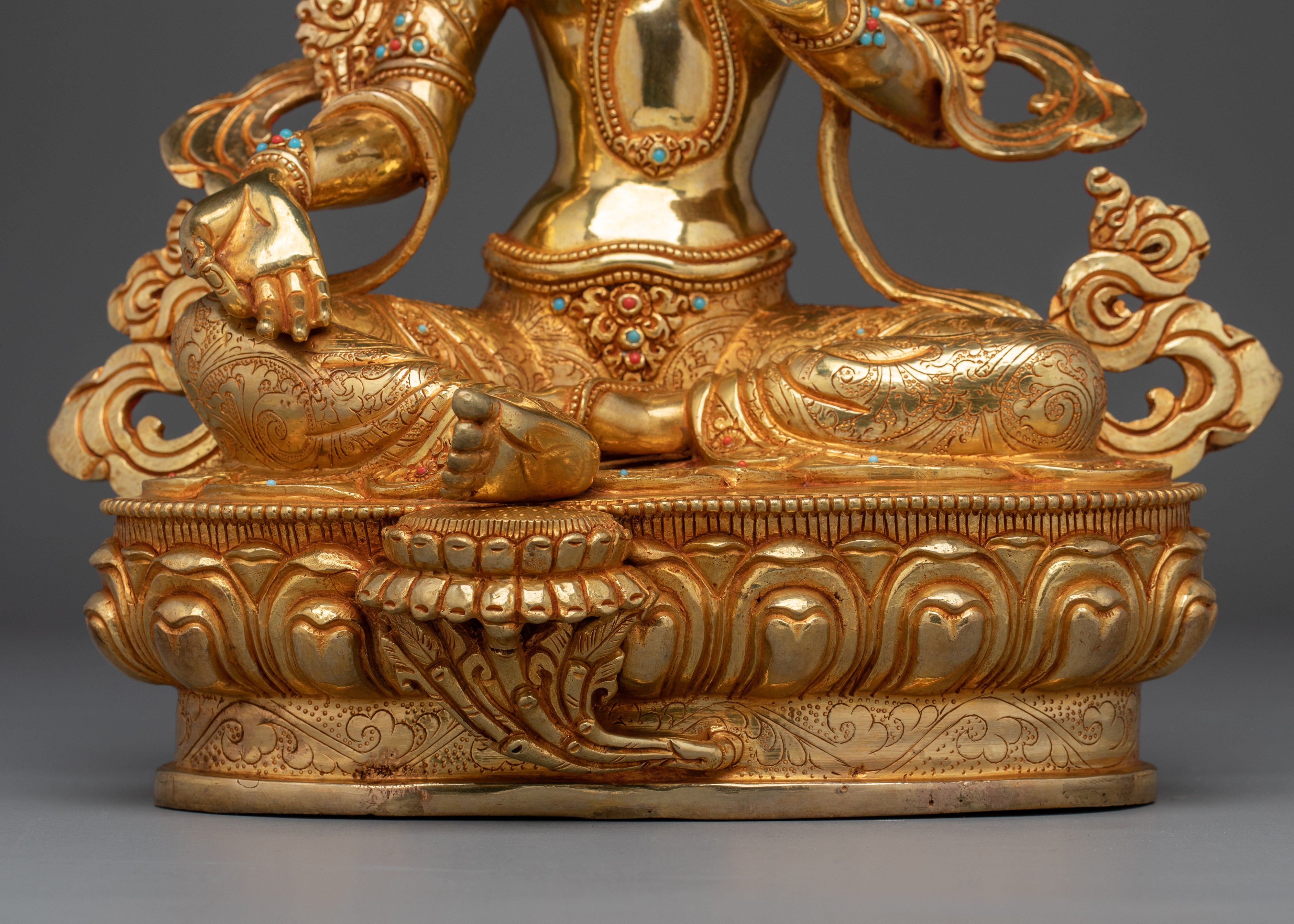 Green Tara 24K Gold Gilded Art | Meditation and Spiritual Shrine