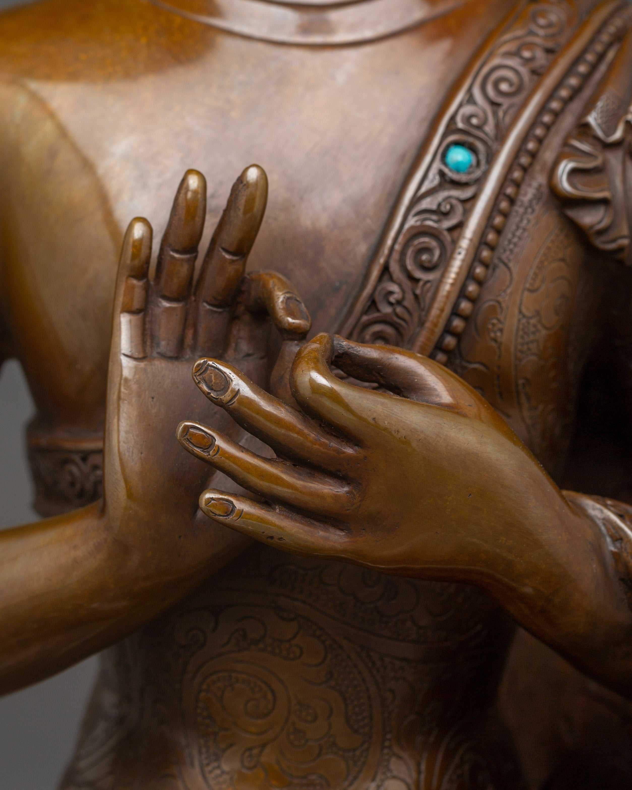 Himalayan Vairocana Buddha Statue | Nepali Gold Gilded Artwork