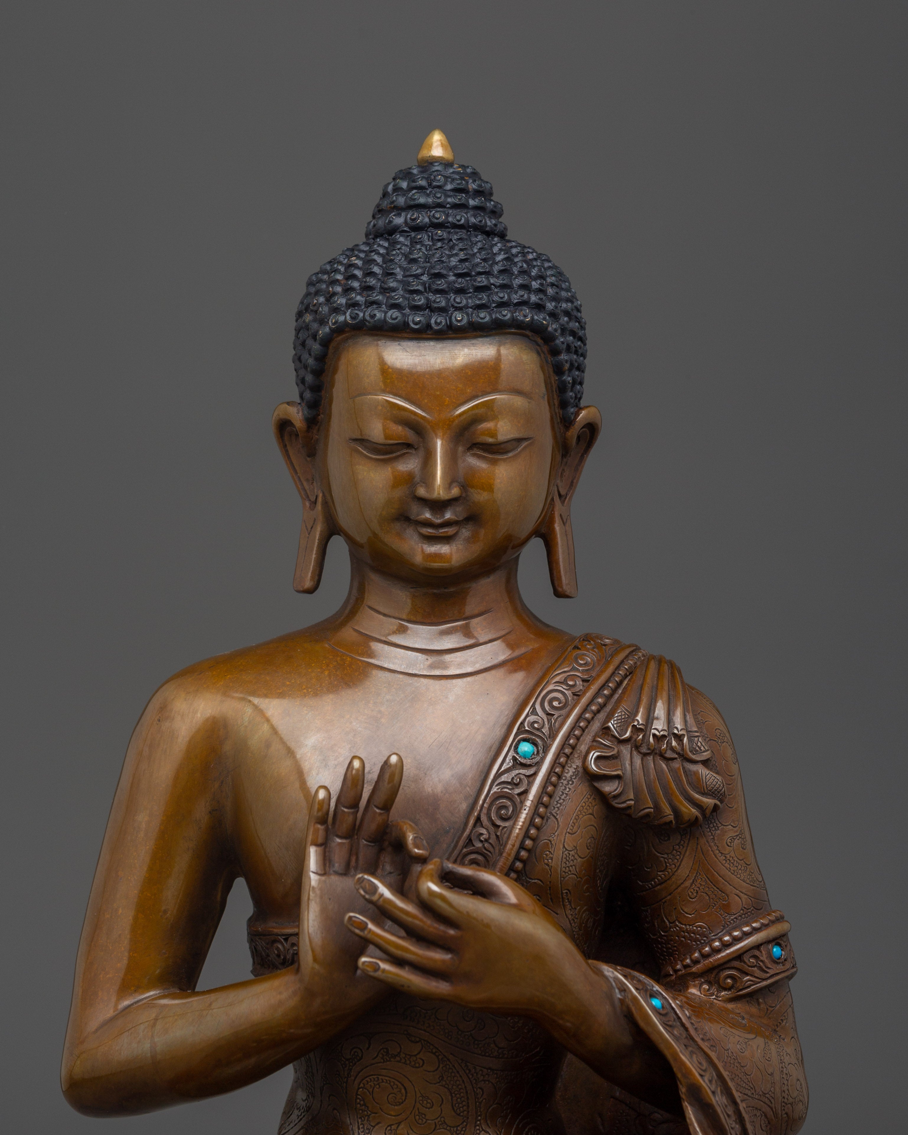 Himalayan Vairocana Buddha Statue | Nepali Gold Gilded Artwork