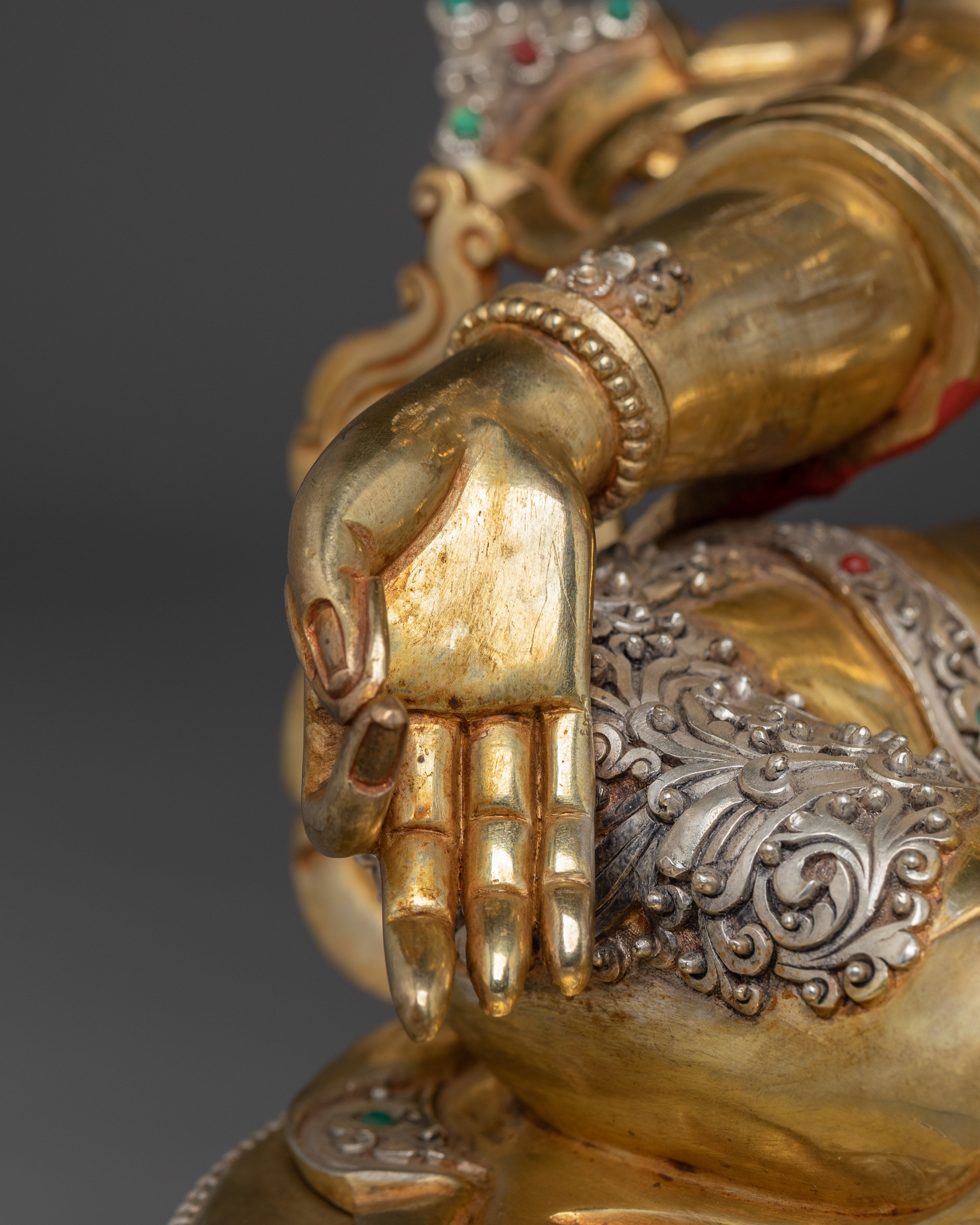 Green Tara Art, Vajrayana Liberation Deity | Gold Gilded Tibetan Statue