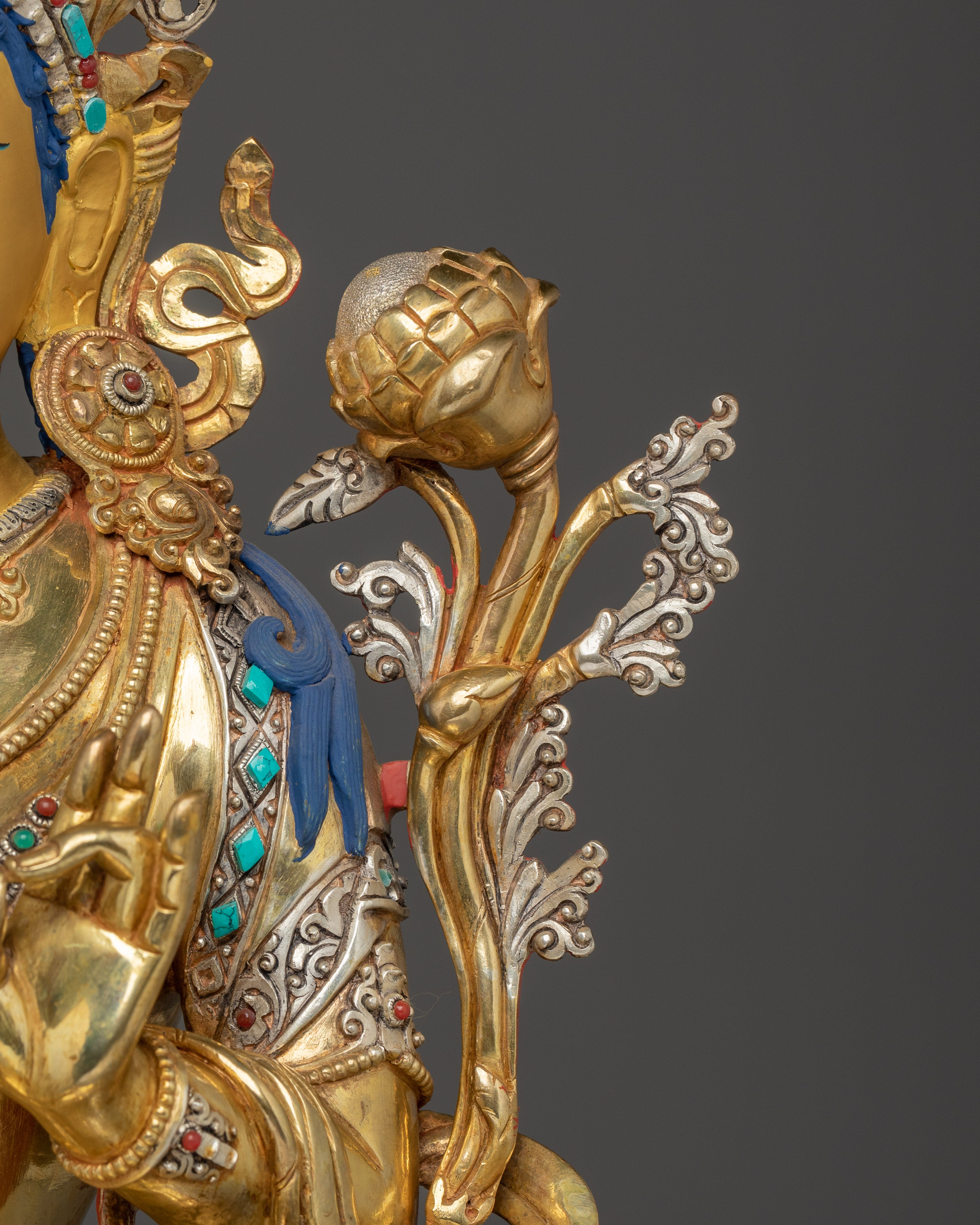 Green Tara Art, Vajrayana Liberation Deity | Gold Gilded Tibetan Statue