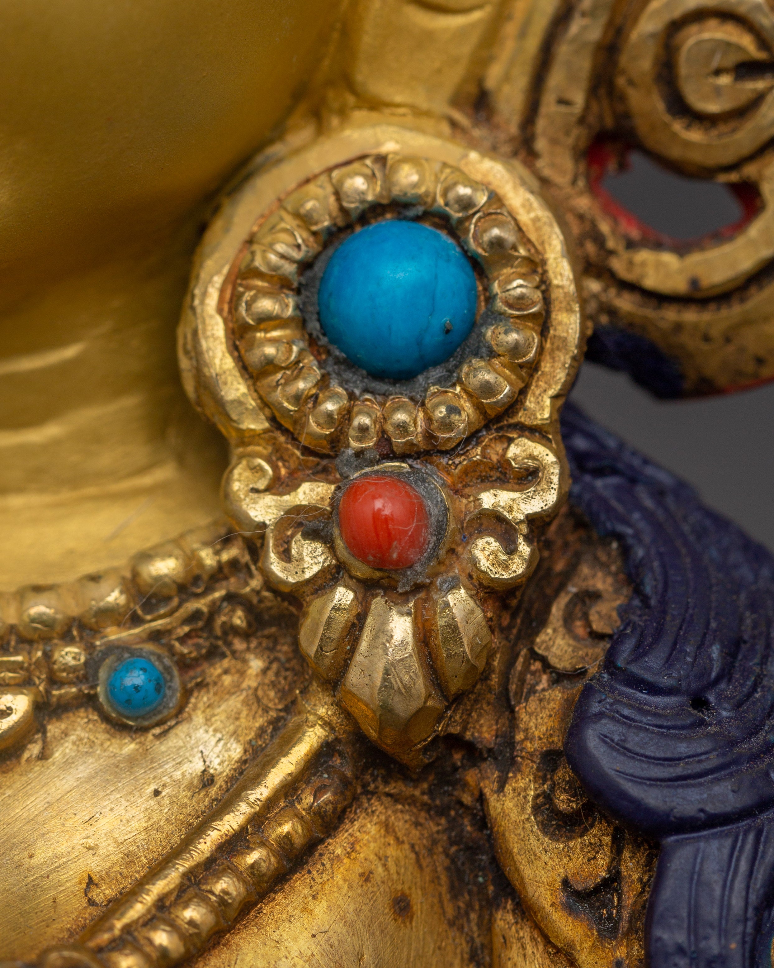 Green Tara Statue for Meditation Decor | Spiritual Gemstones Inlay