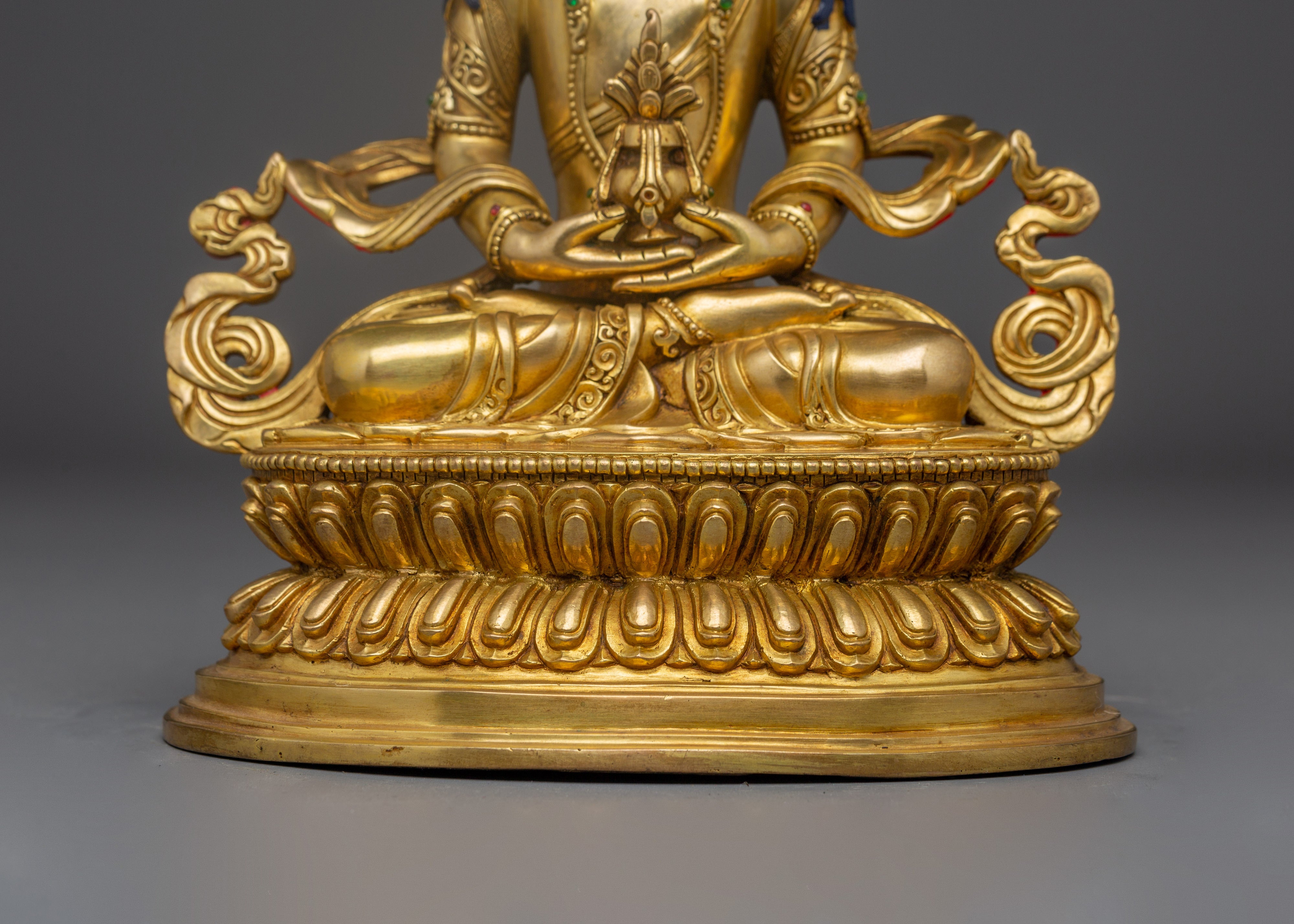 Amitayus Copper Statue and Gemstones | Handcrafted for Meditation & Spiritual Home Decor