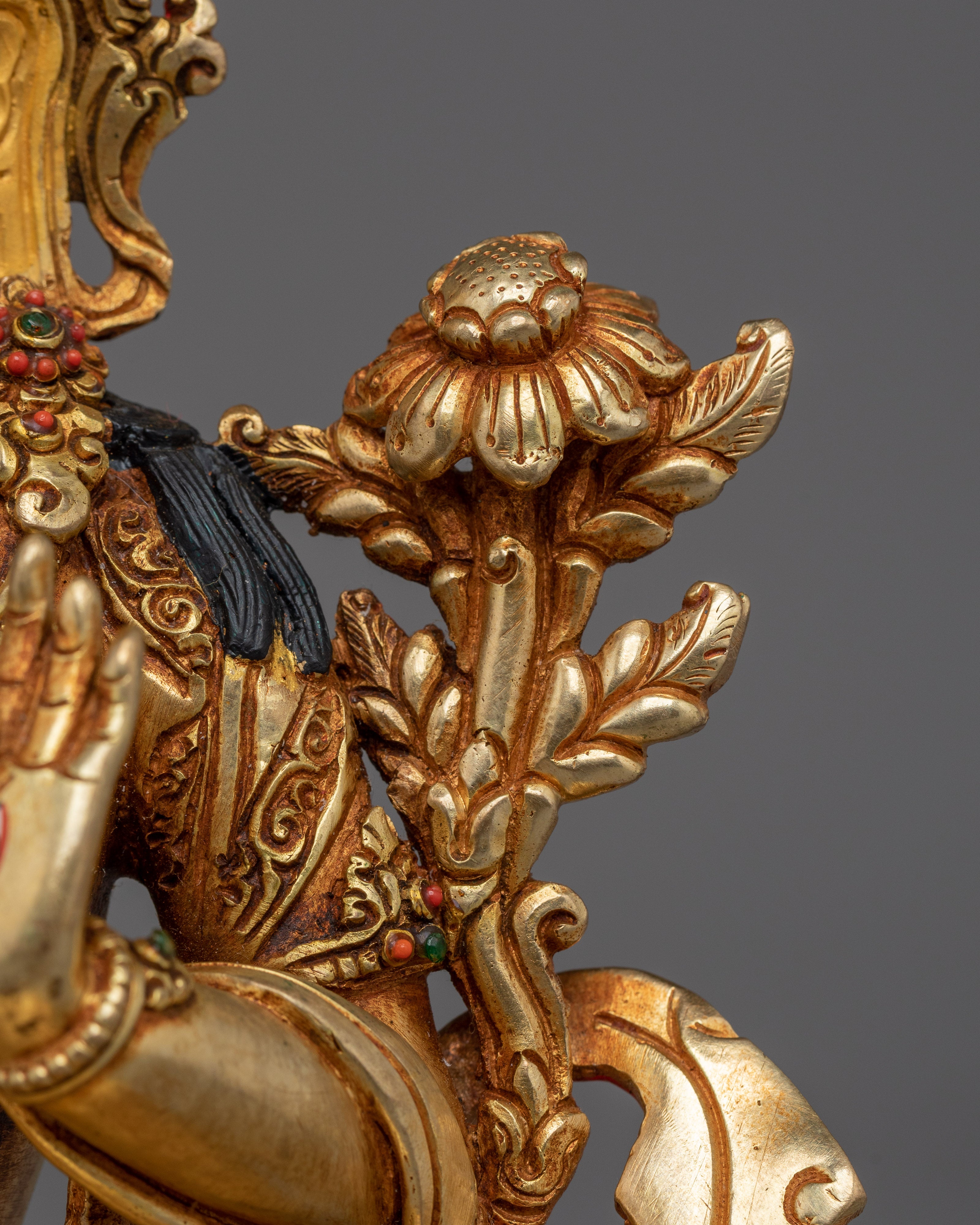 Himalayan White Tara Statue | Nepali Handcrafted Gold Icon