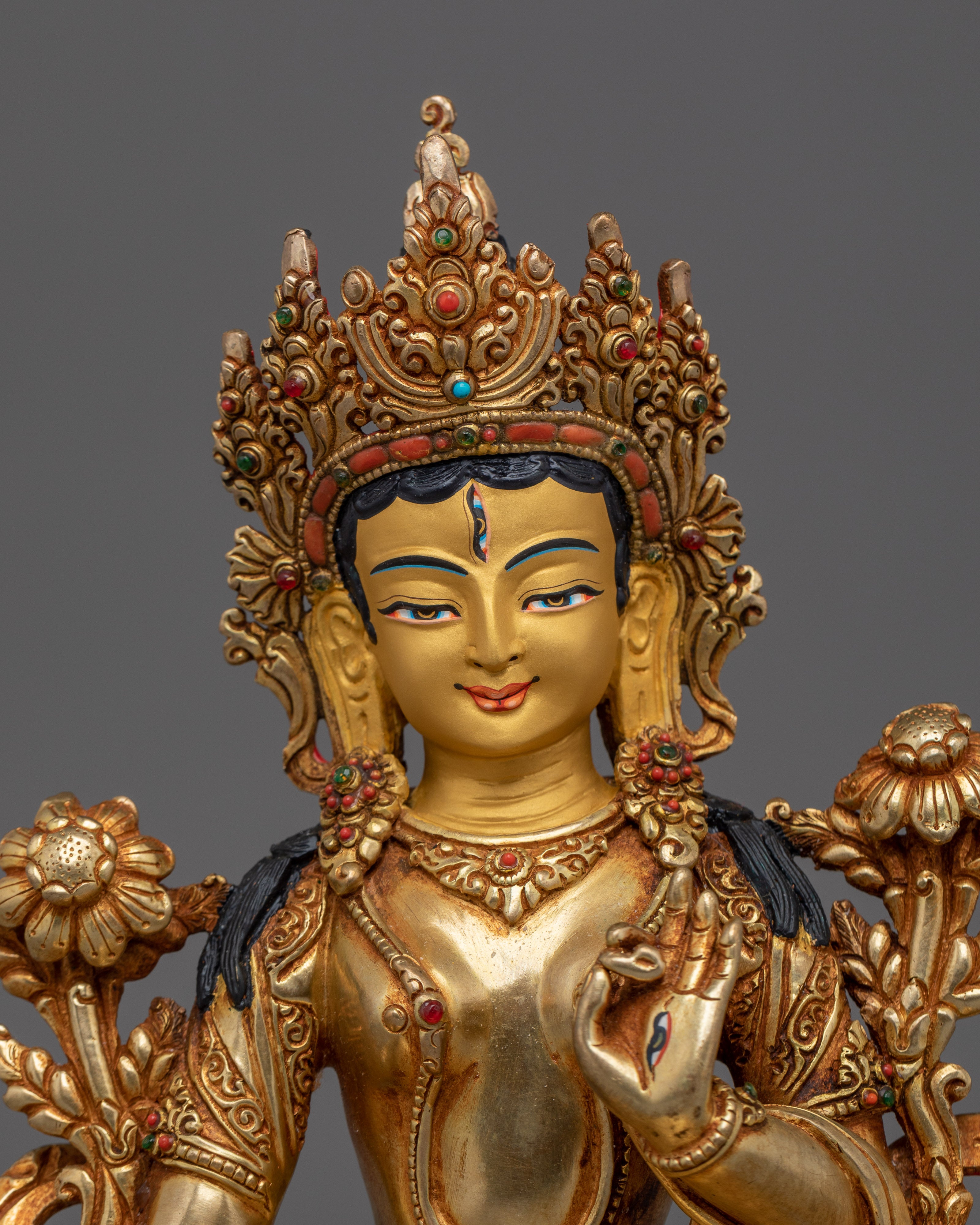 Himalayan White Tara Statue | Nepali Handcrafted Gold Icon