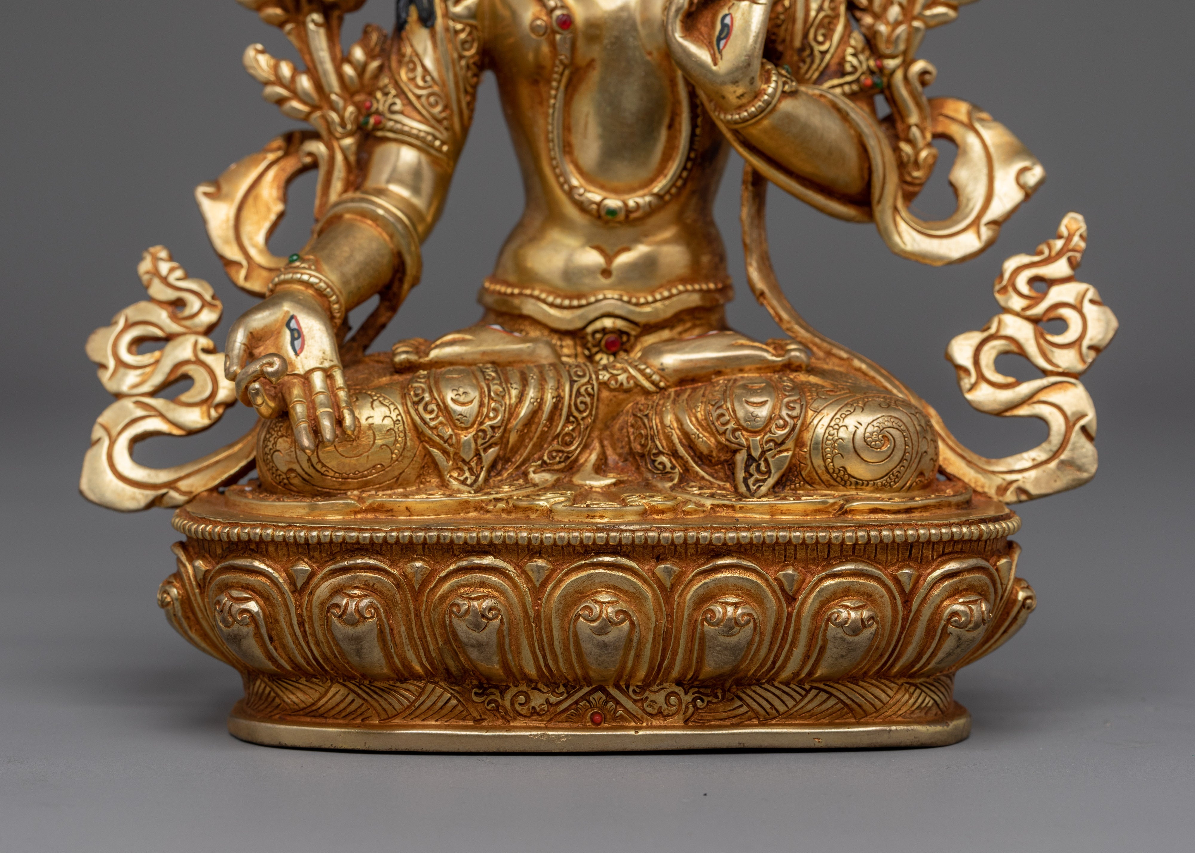 Himalayan White Tara Statue | Nepali Handcrafted Gold Icon