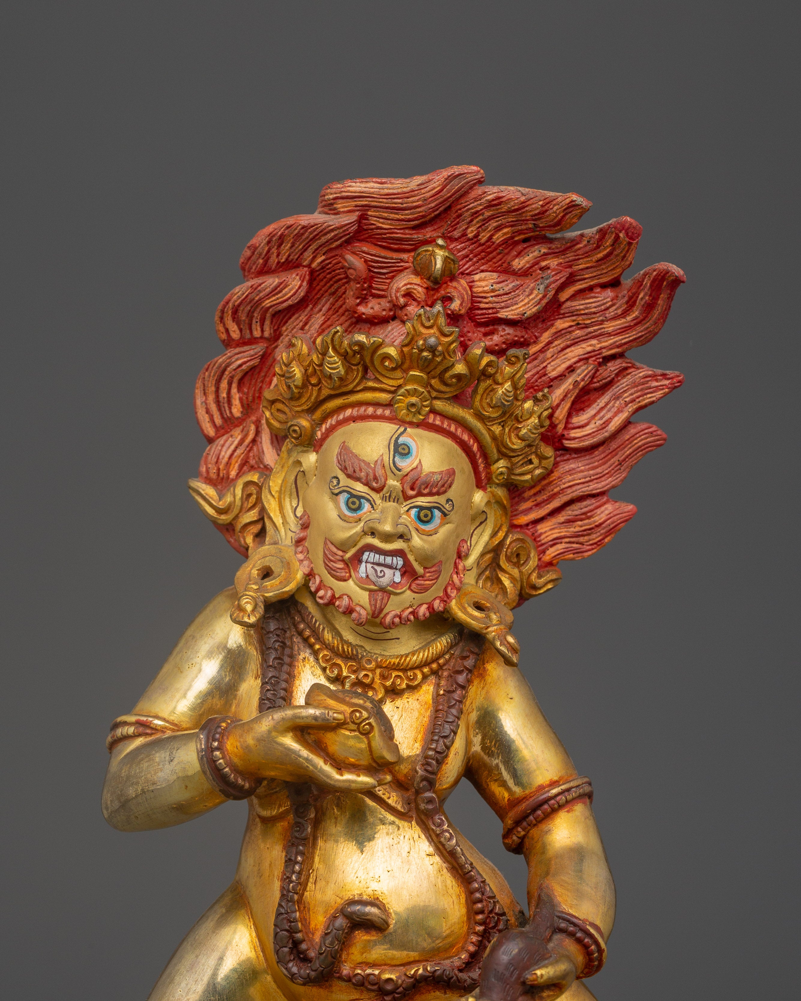 Himalayan Black Dzambhala Statue | Nepali Handcrafted Gold Icon