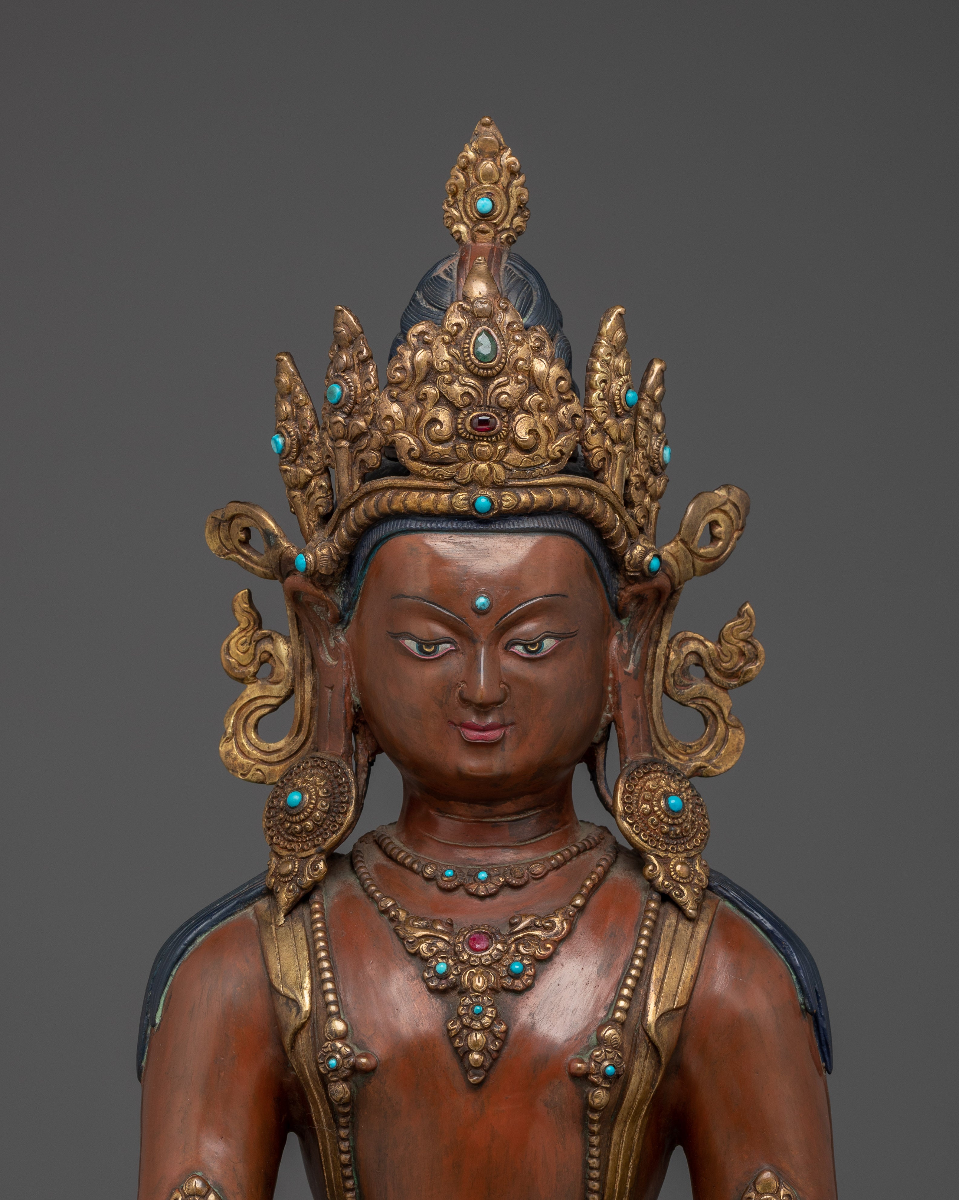 Shakyamuni Buddha, Crowned Enlightened Teacher | Nepali Crafted Icon