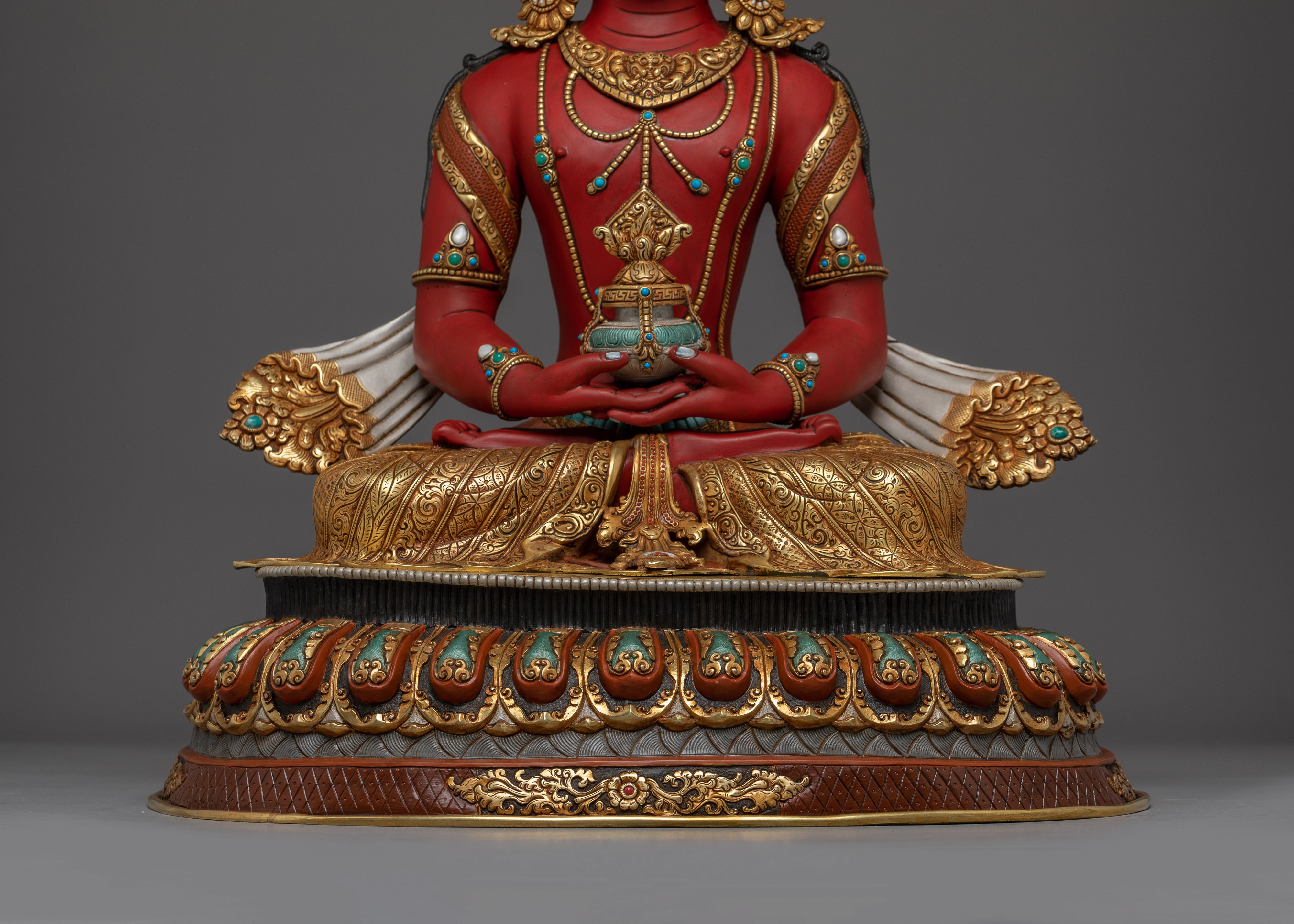 Himalayan Amitayus Buddha Statue | Nepali Handcrafted Gold Icon