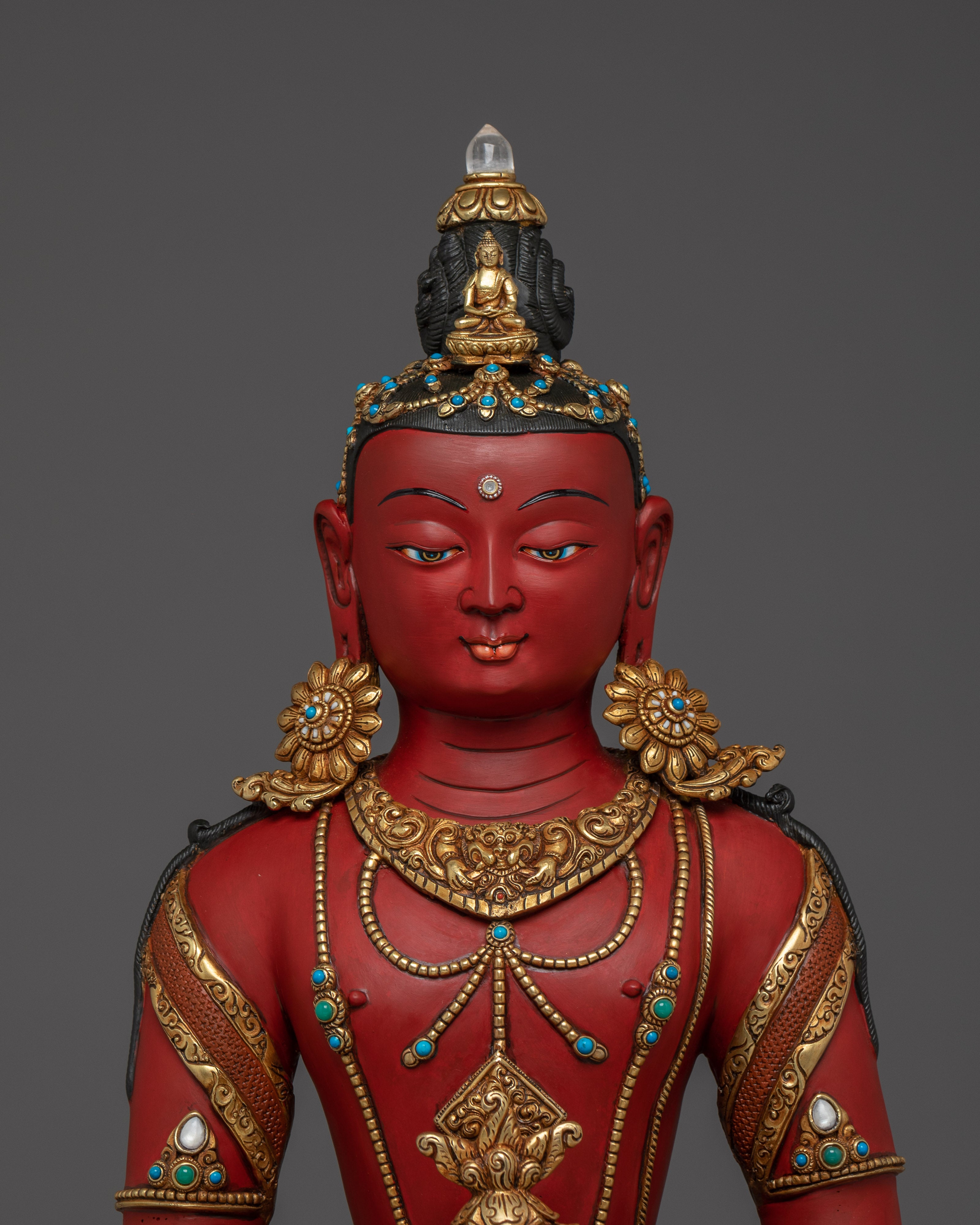 Himalayan Amitayus Buddha Statue | Nepali Handcrafted Gold Icon