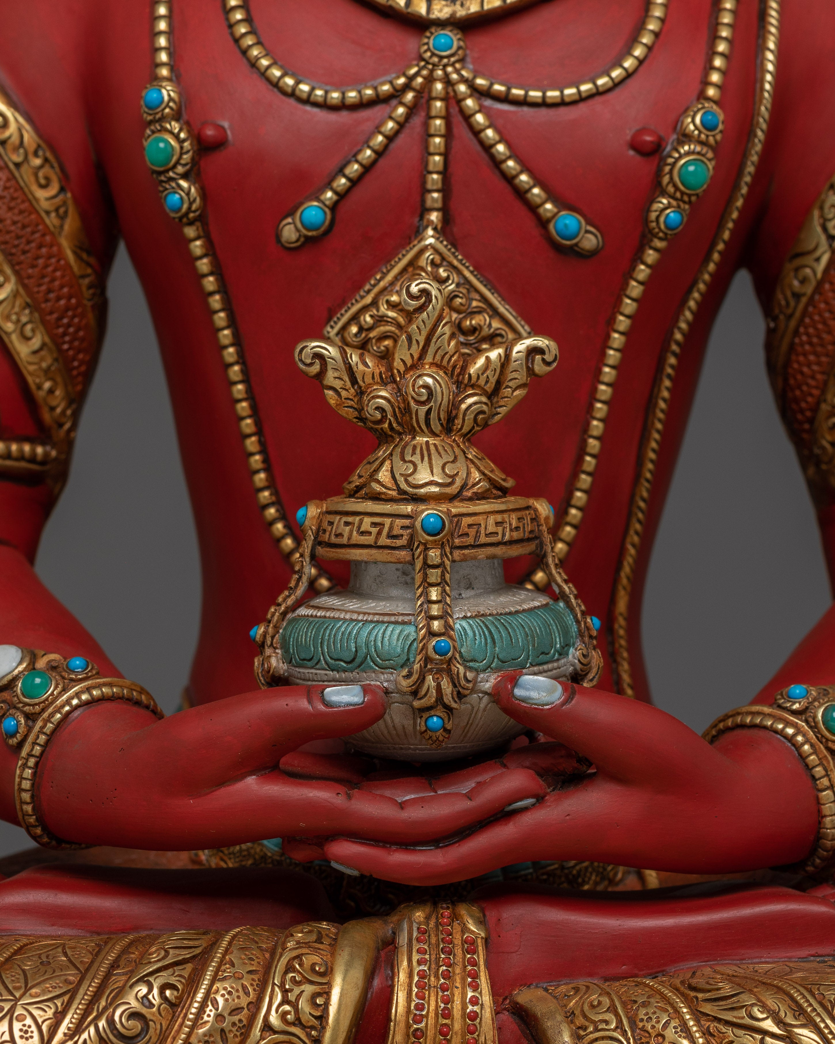 Himalayan Amitayus Buddha Statue | Nepali Handcrafted Gold Icon