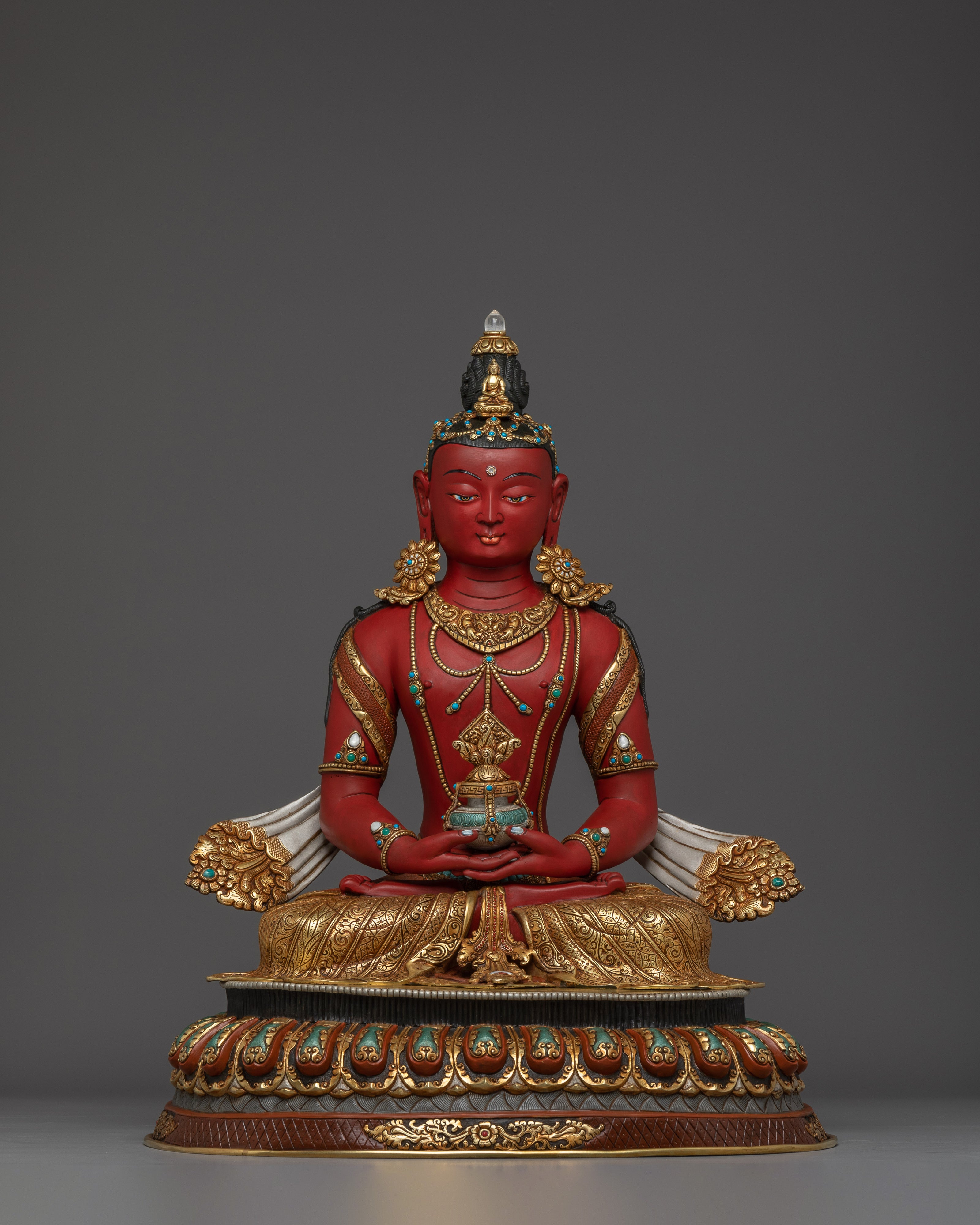 Himalayan Amitayus Buddha Statue | Nepali Handcrafted Gold Icon