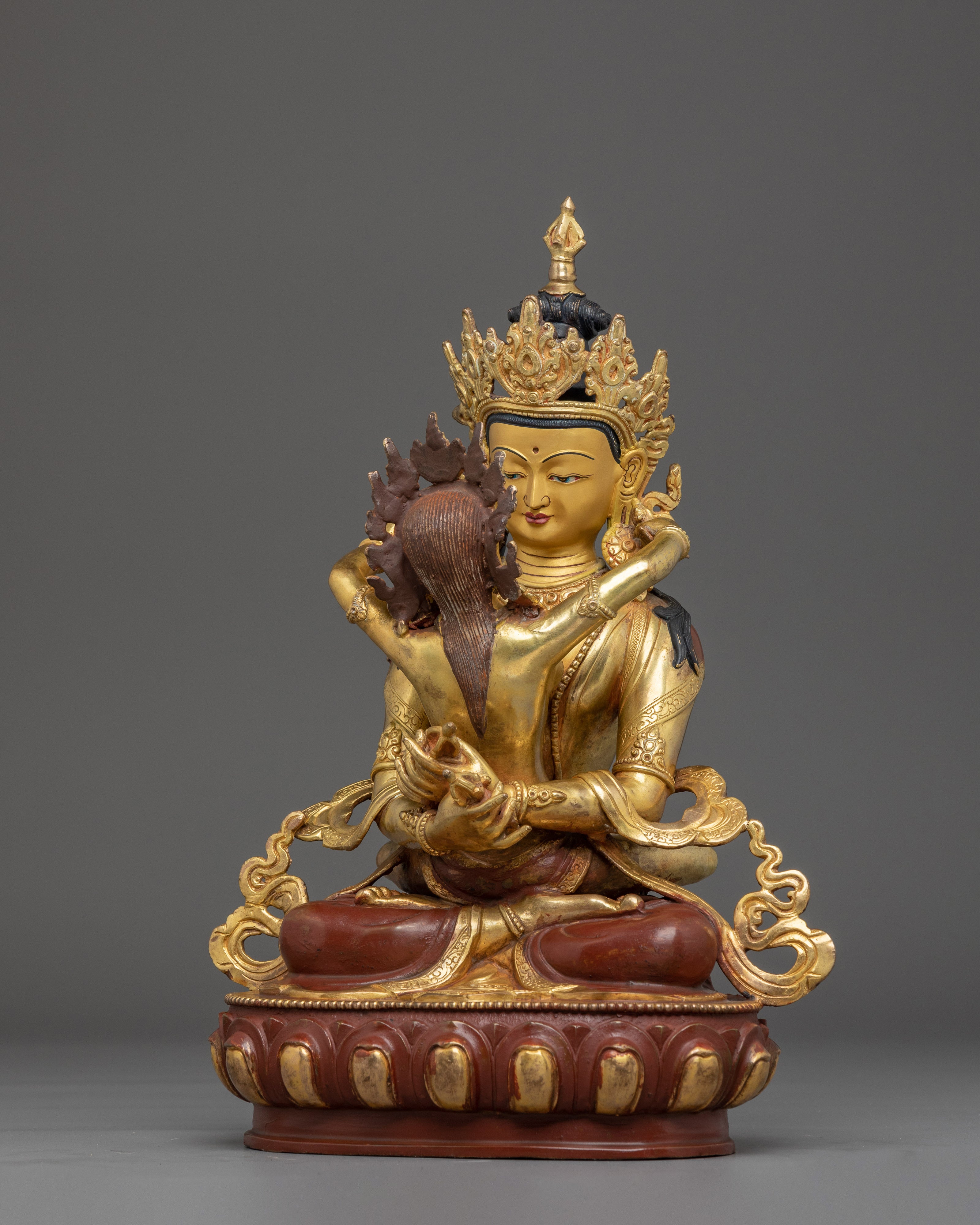 Himalayan Vajradhara with Consort Statue | Nepali Gold Gilded Artwork