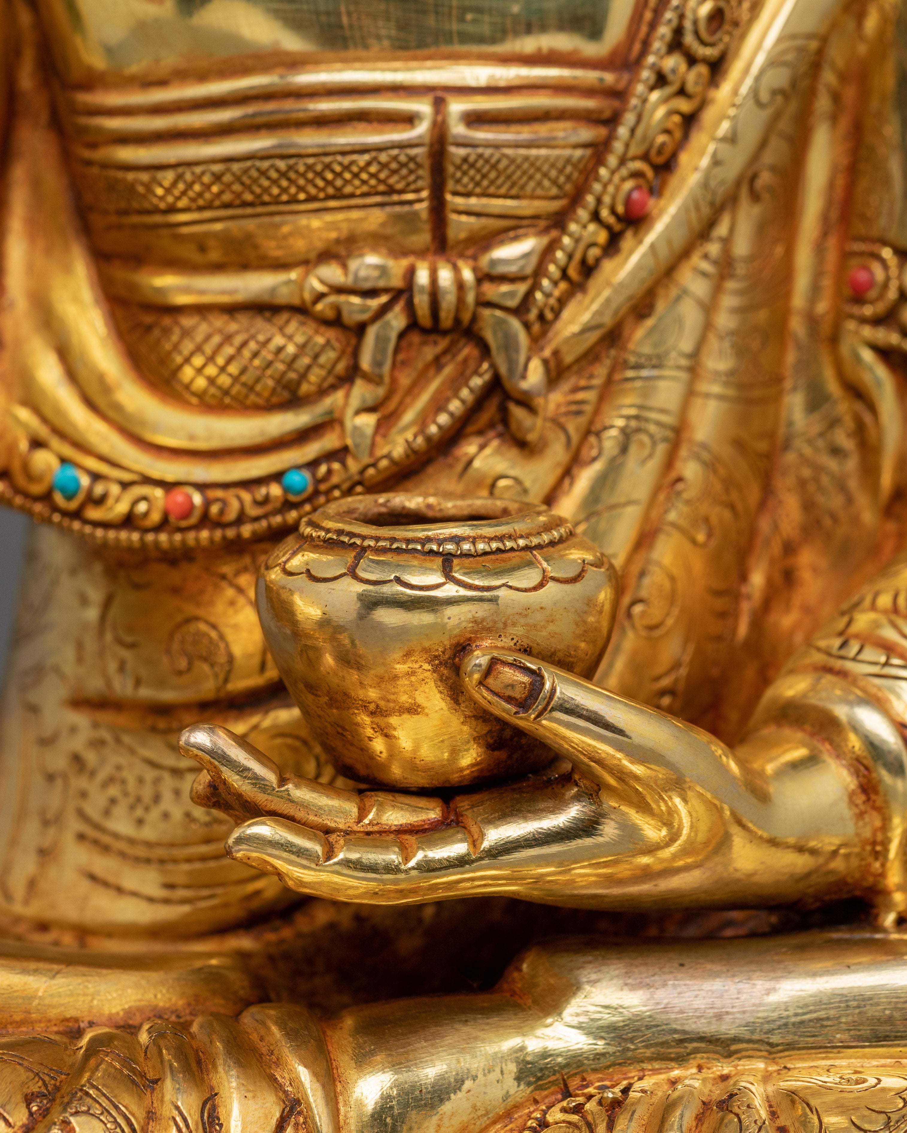 Shakyamuni Buddha, Lotus Seated Historical Buddha | Nepali Handcrafted Gold Icon