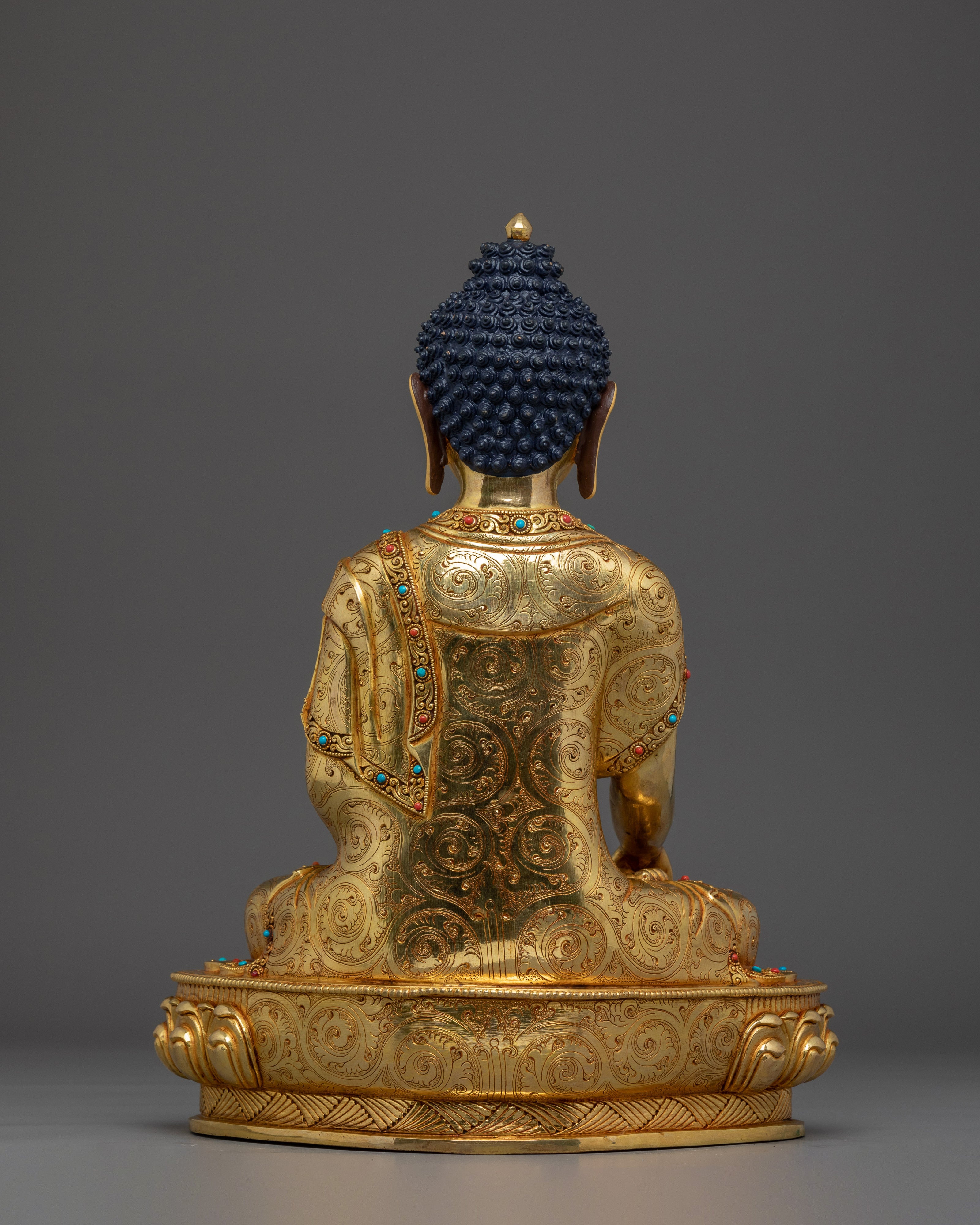 Shakyamuni Buddha, Lotus Seated Historical Buddha | Nepali Handcrafted Gold Icon